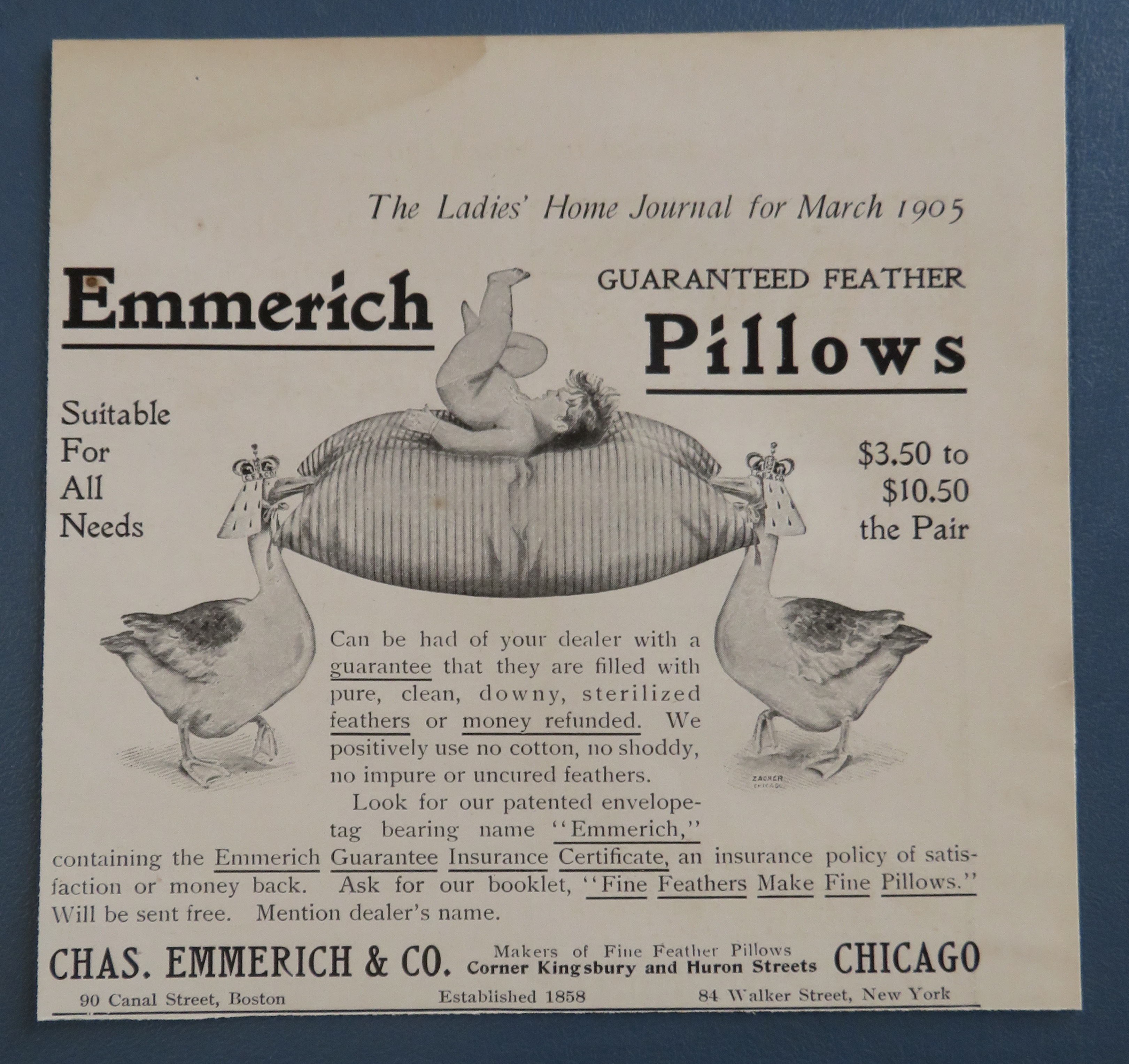 1905 Emmerich Pillows with Child Laying on Pillow