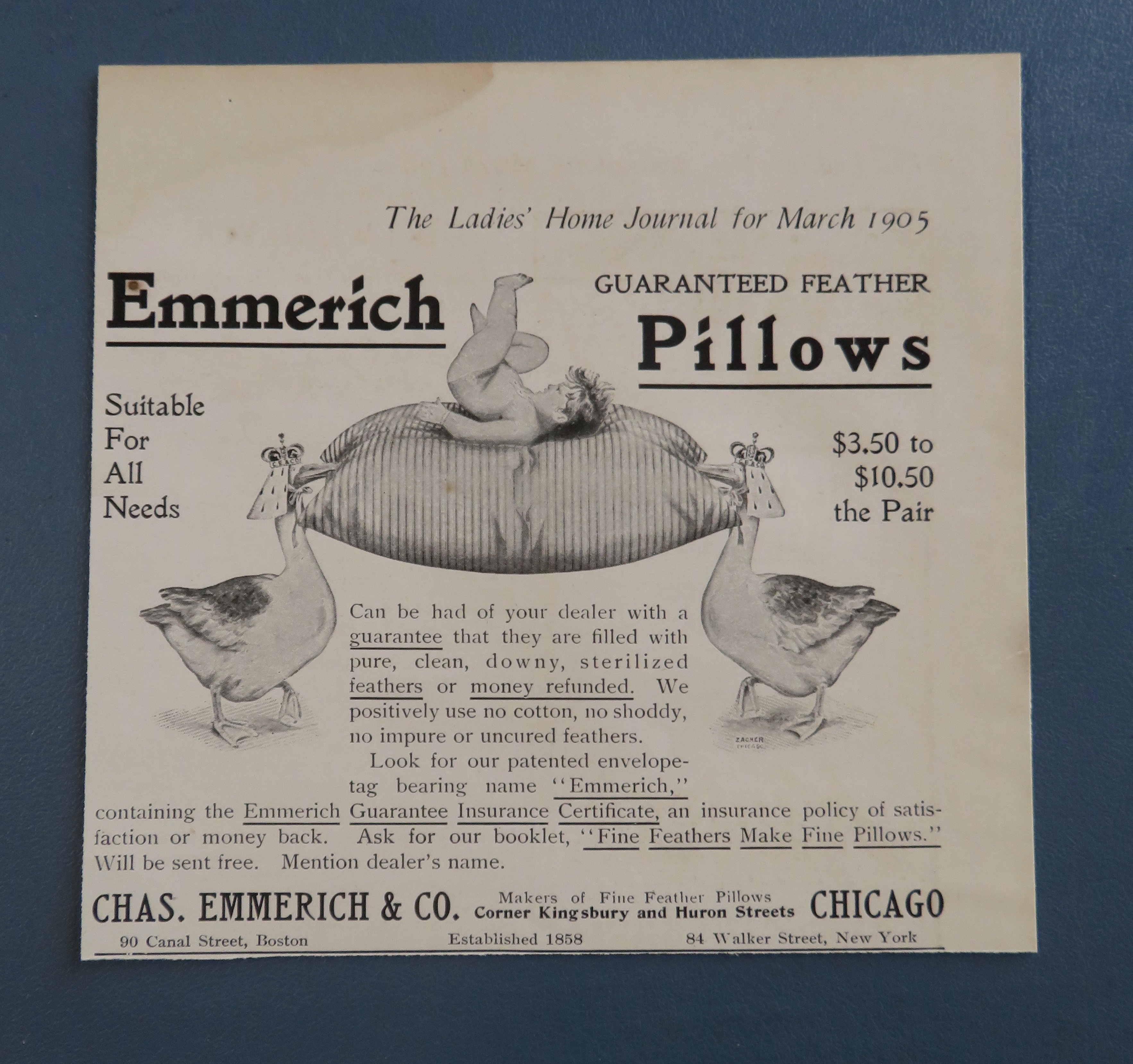 1905 Emmerich Pillows with Child Laying on Pillow