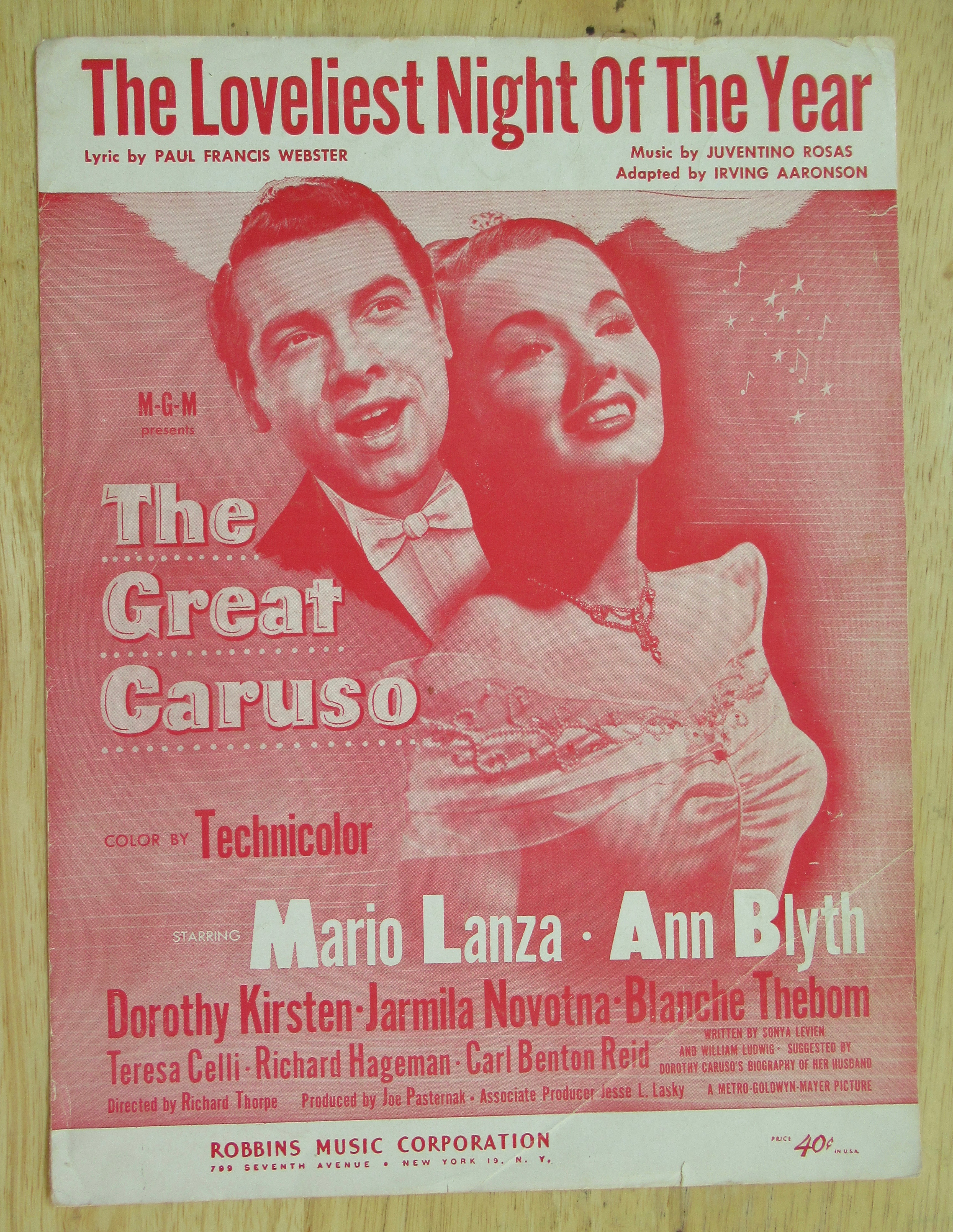1951 The Loveliest Night Of The Year Sheet Music