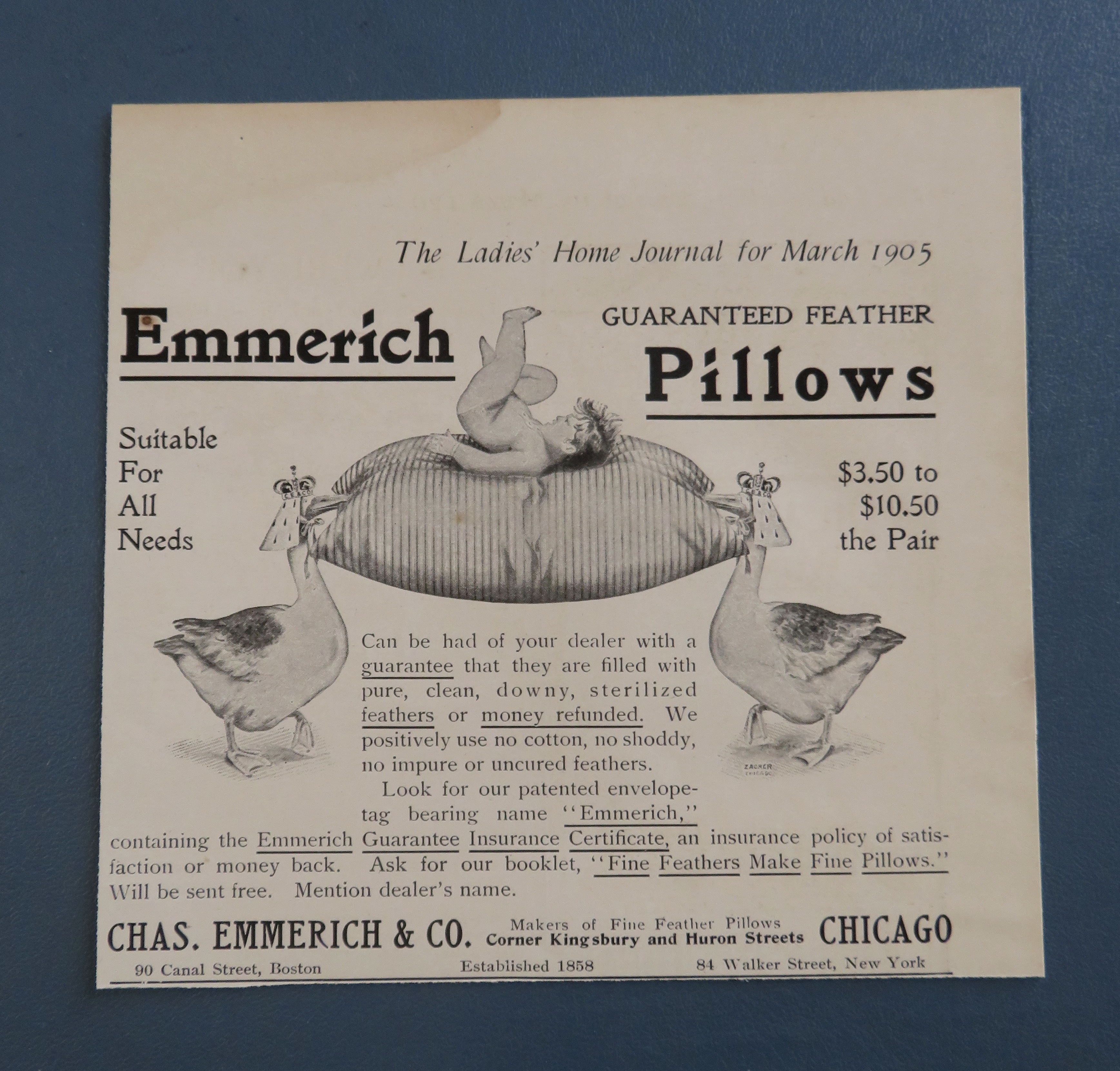 1905 Emmerich Pillows with Child Laying on Pillow