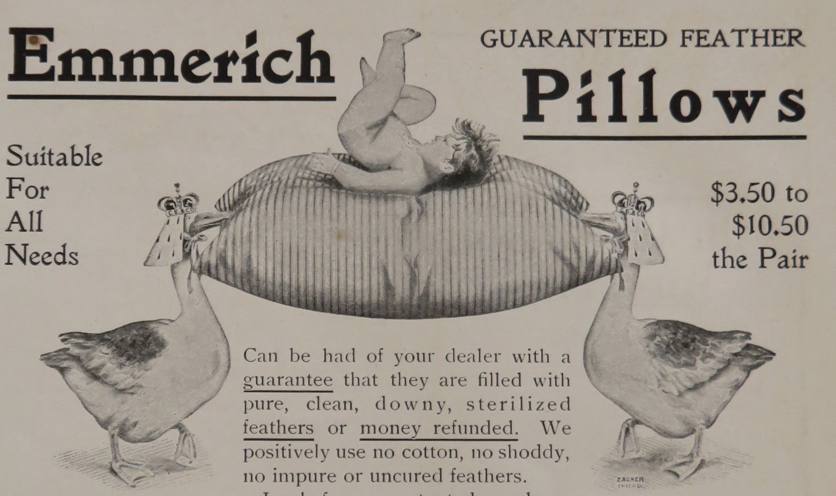 1905 Emmerich Pillows with Child Laying on Pillow
