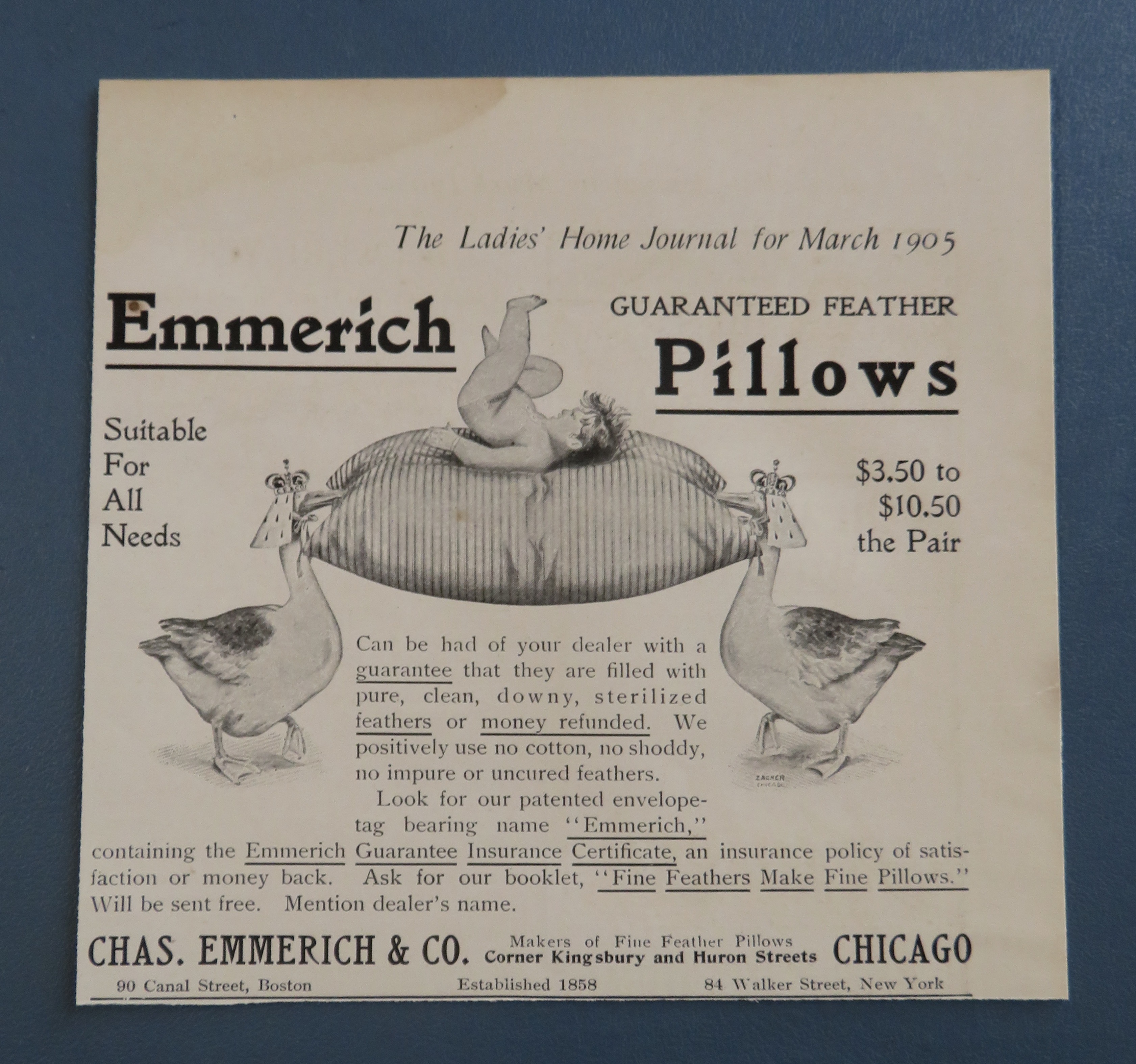 1905 Emmerich Pillows with Child Laying on Pillow