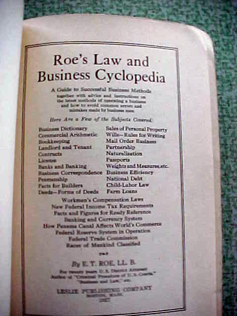 Roe's Law & Business Cyclopedia 1927