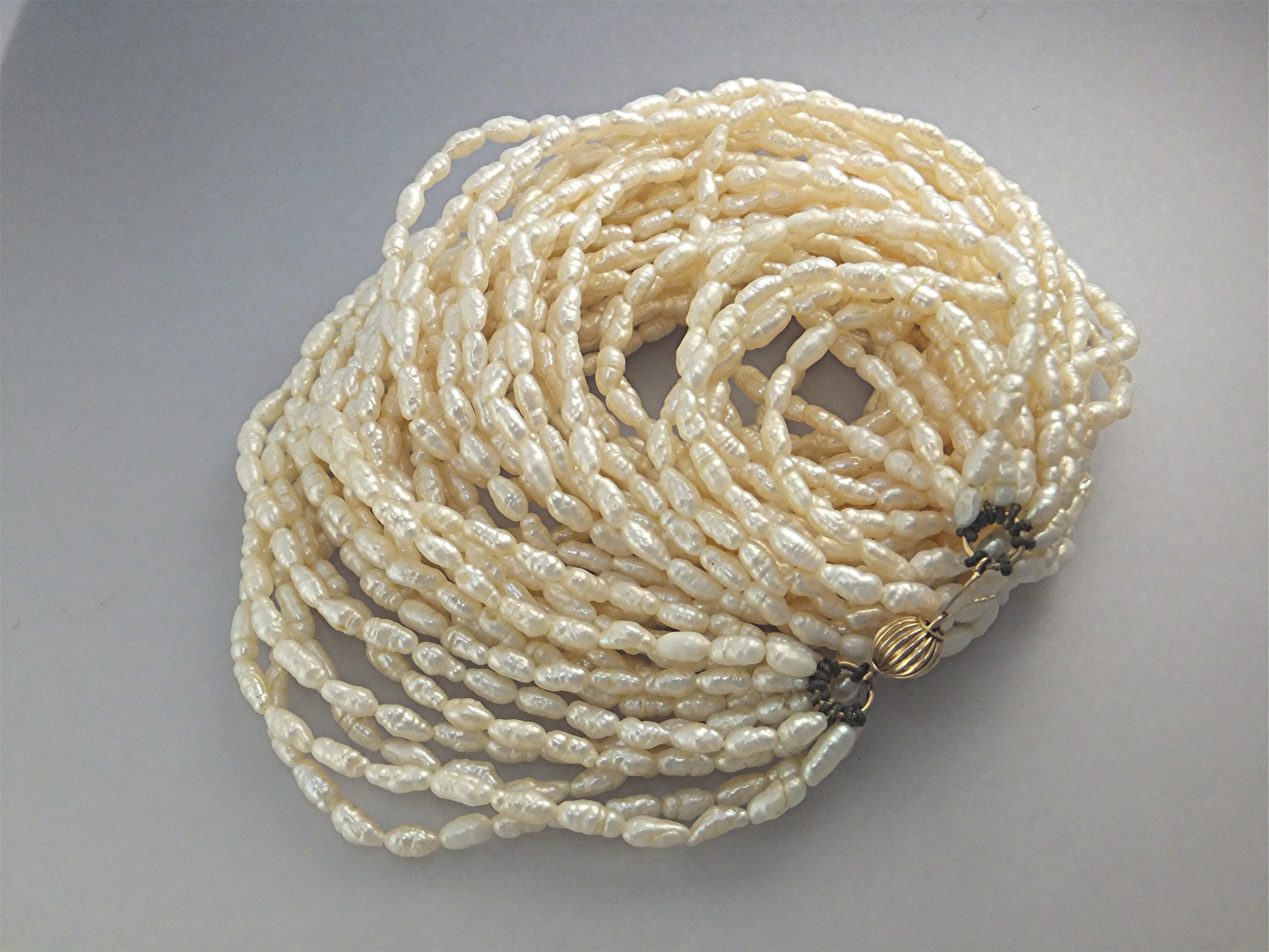Necklace 14K Gold 10 Strand Freshwater Pearls