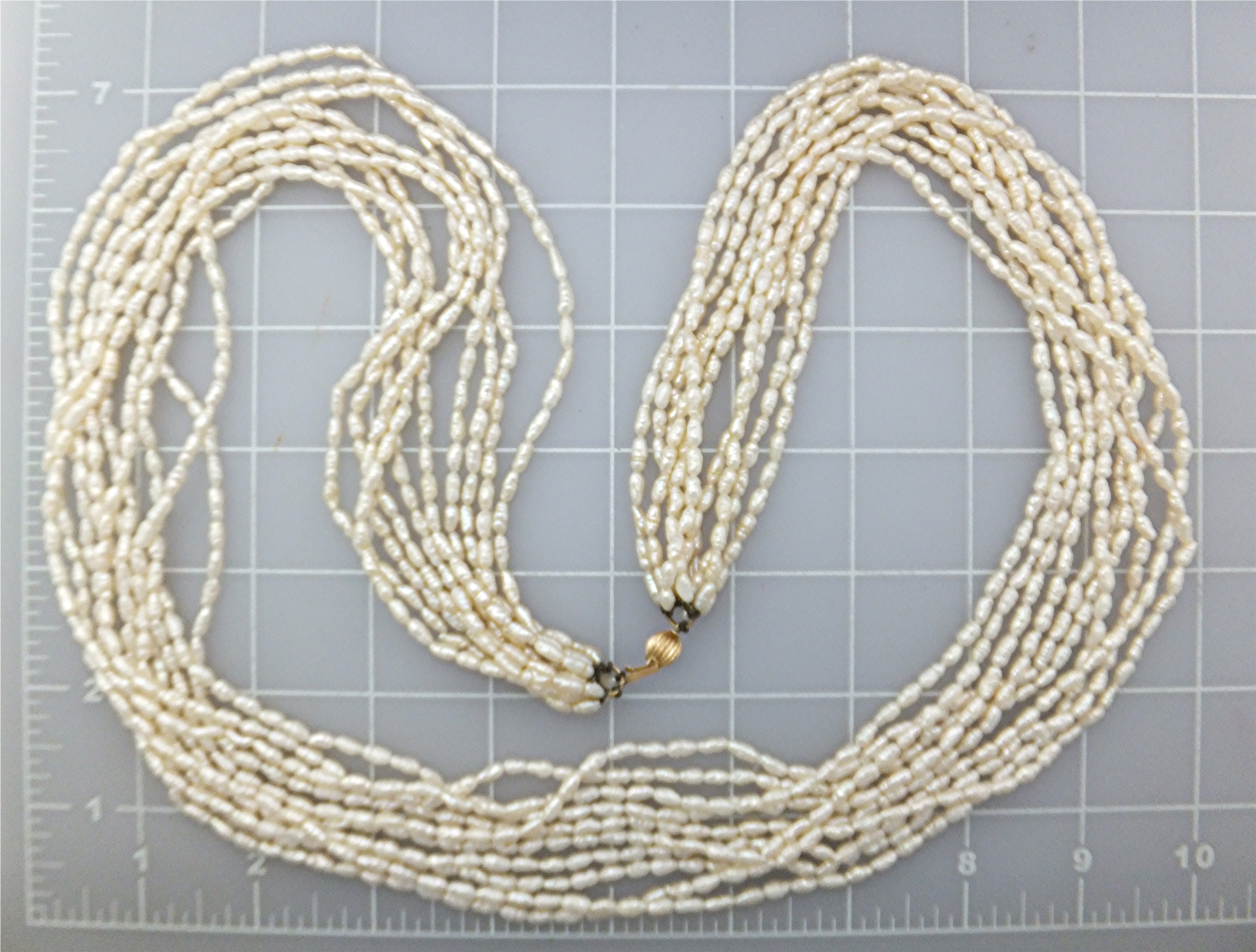 Necklace 14K Gold 10 Strand Freshwater Pearls