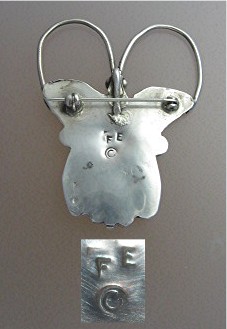 Navajo Mediterranean Coral Sterling Silver Pin Signed