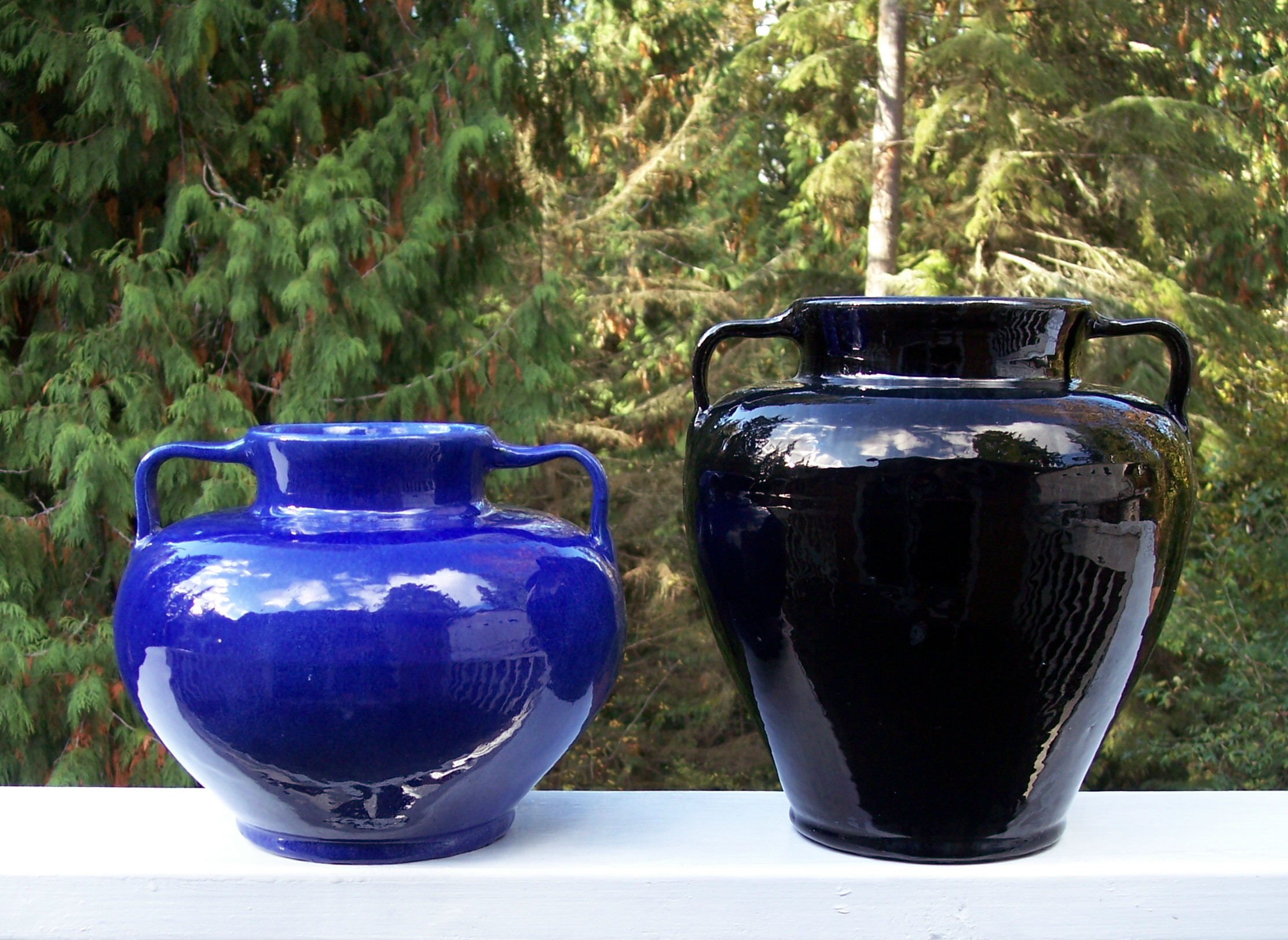 Mission Pottery Cobalt 2-Handle Wheel Thrown Vase!
