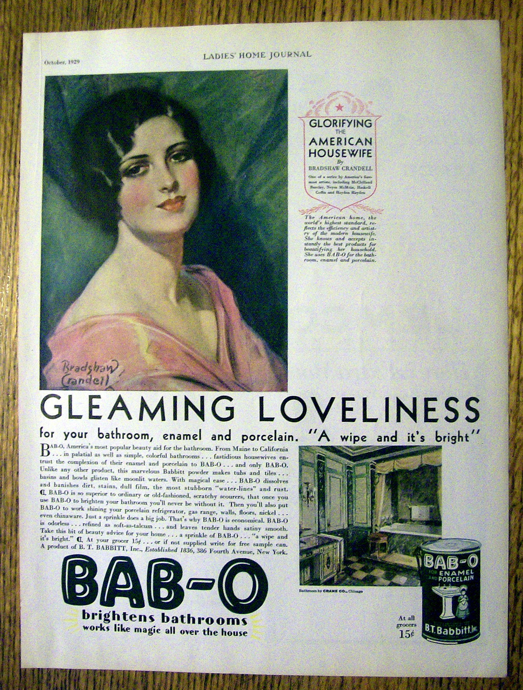 1929 Bab-O Powder w/ Lovely Woman By Bradshaw Crandell