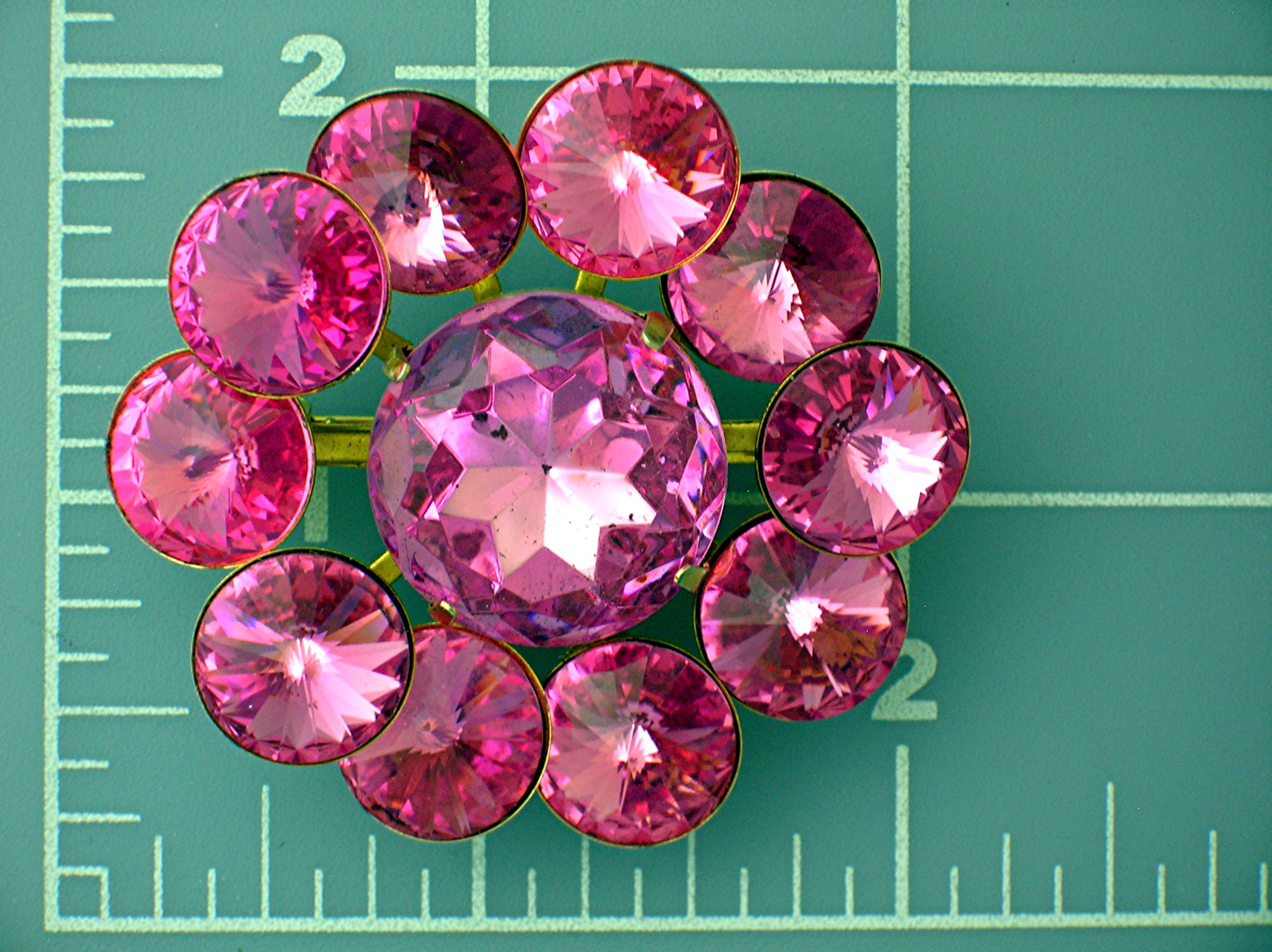 Crystal Hot Pink Rivoli Stones Brooch