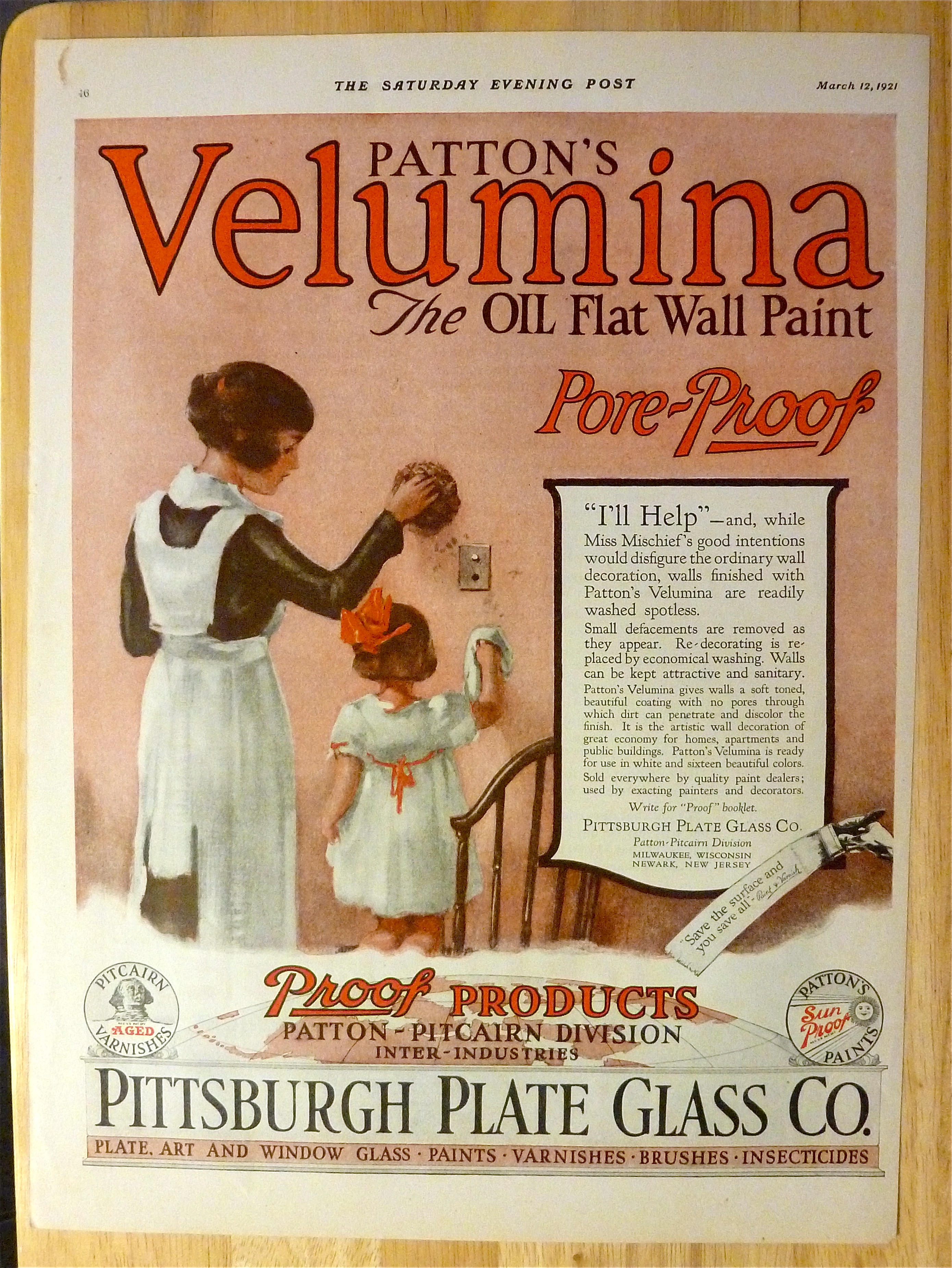 1921 Patton's Velumina  with Woman & Girl Cleaning Wall