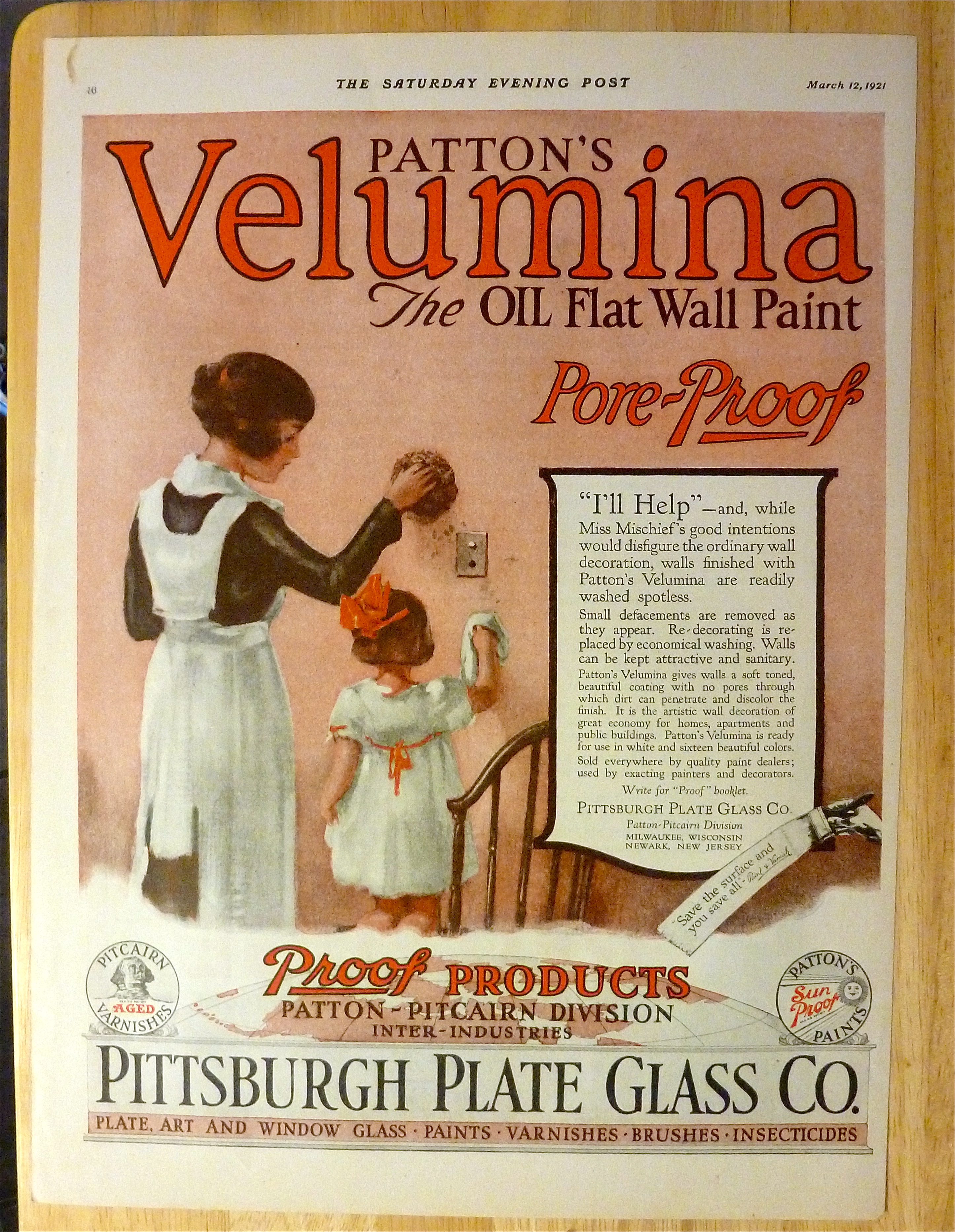 1921 Patton's Velumina  with Woman & Girl Cleaning Wall