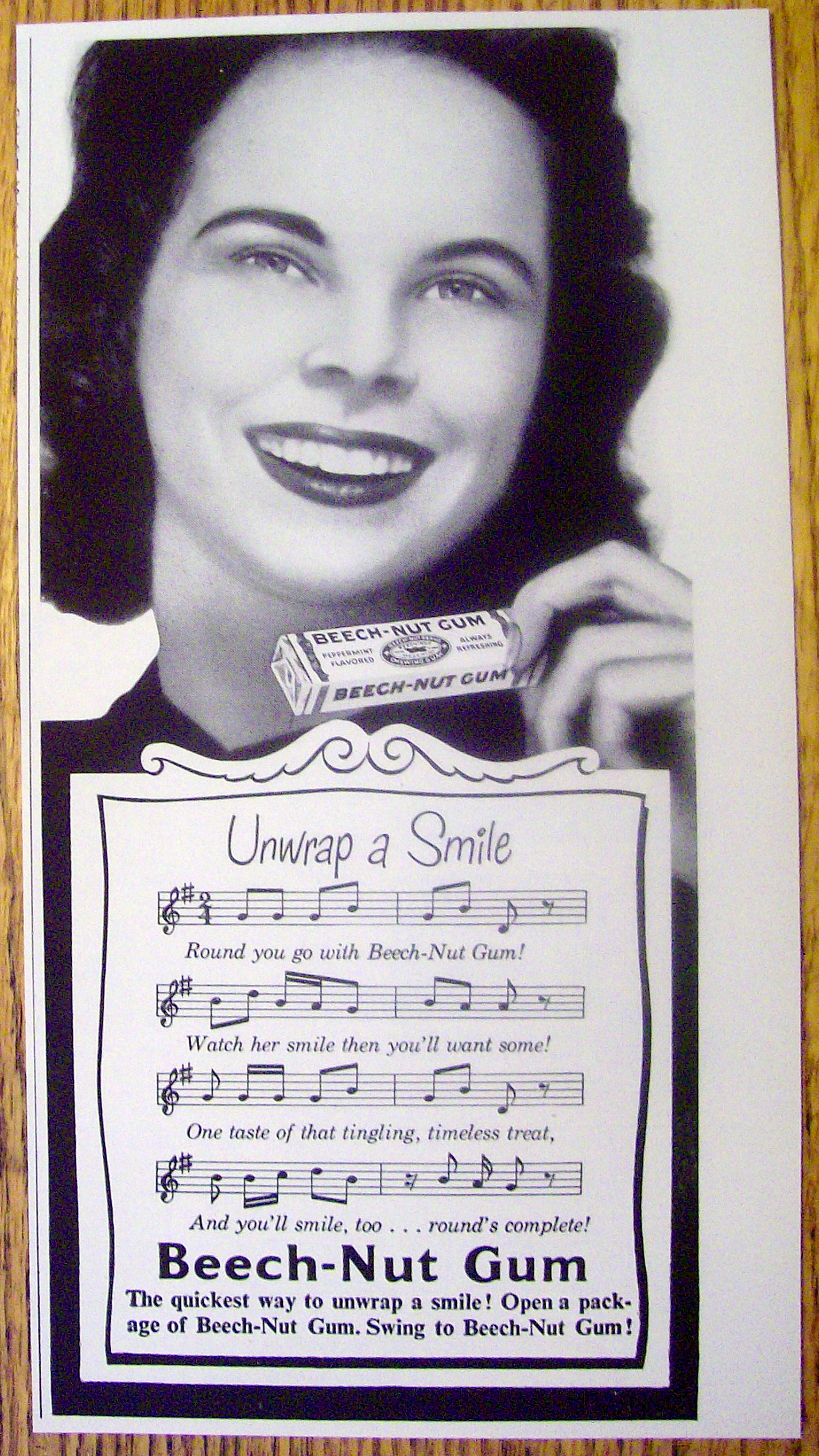 1950 Beech Nut Gum with Woman Smiling