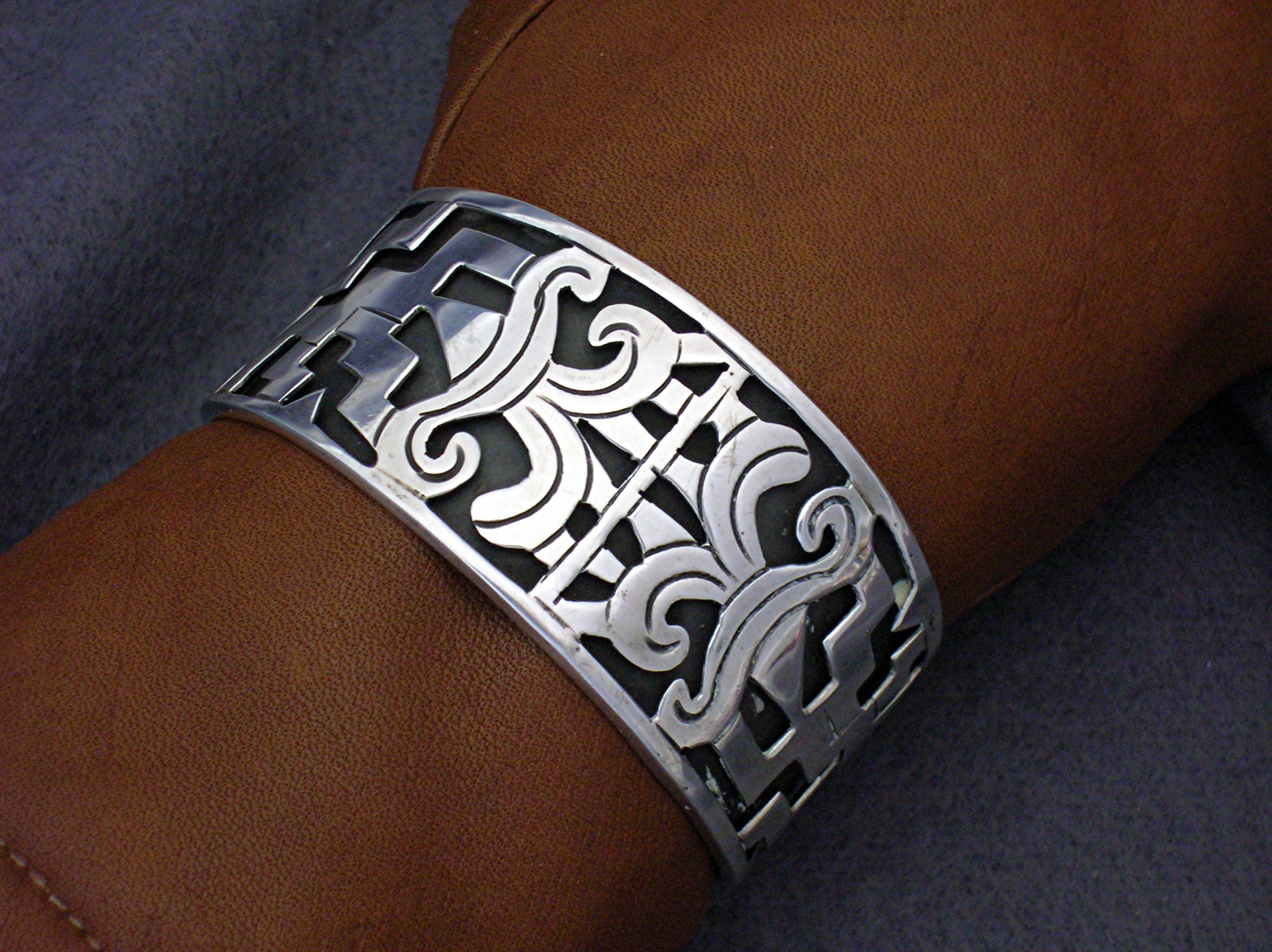 Bracelet Sterling Silver Taxco Eagle 3 Signed RCT Cuff