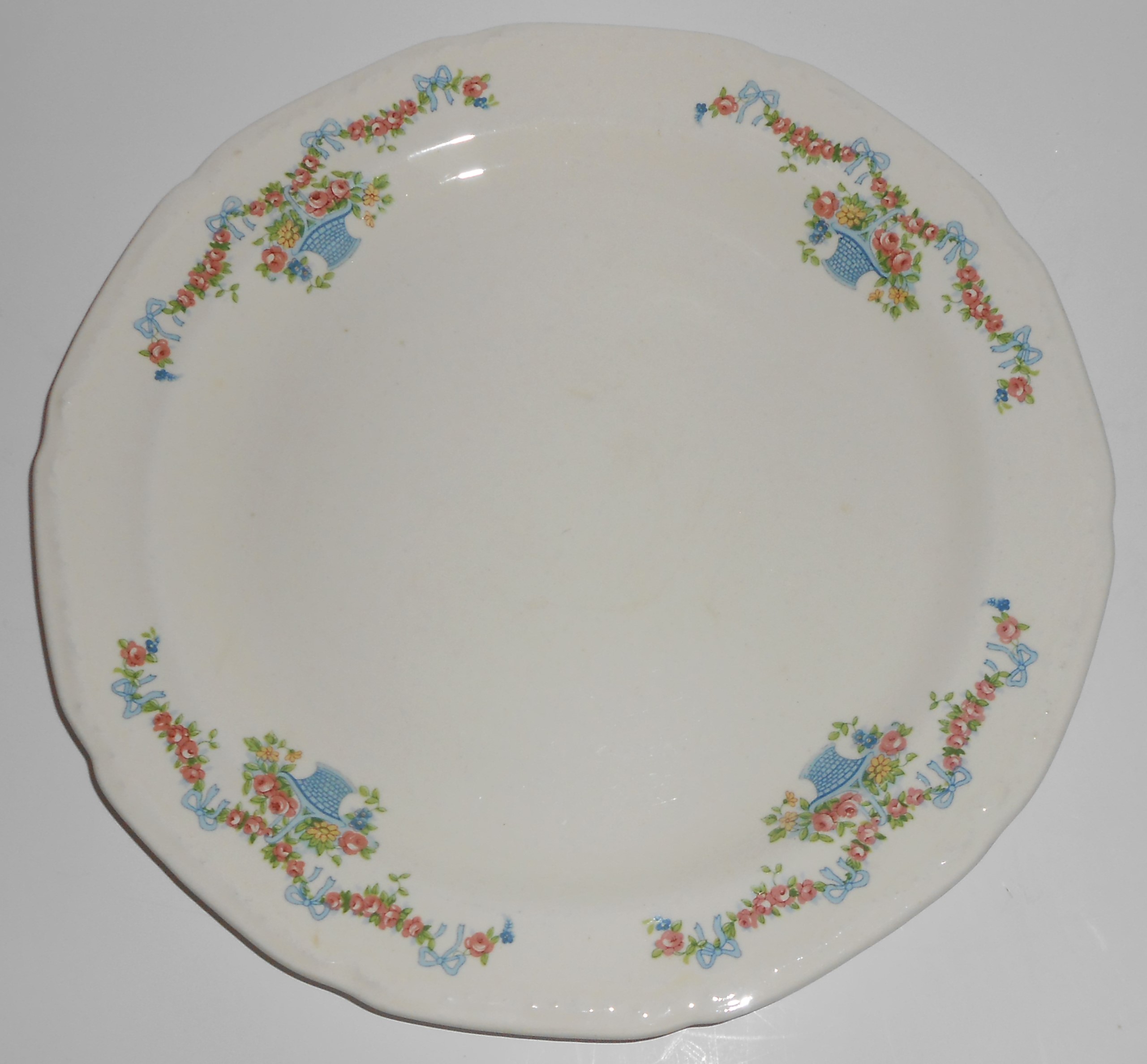 Early Poxon Vernon Pottery Basket w/Floral Garland Dinn