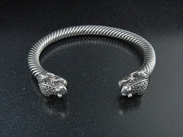 Sterling Silver 2  Frogs Cuff Bracelet