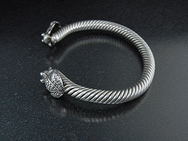 Sterling Silver 2  Frogs Cuff Bracelet