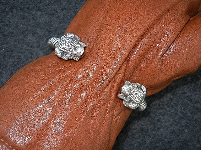 Sterling Silver 2  Frogs Cuff Bracelet