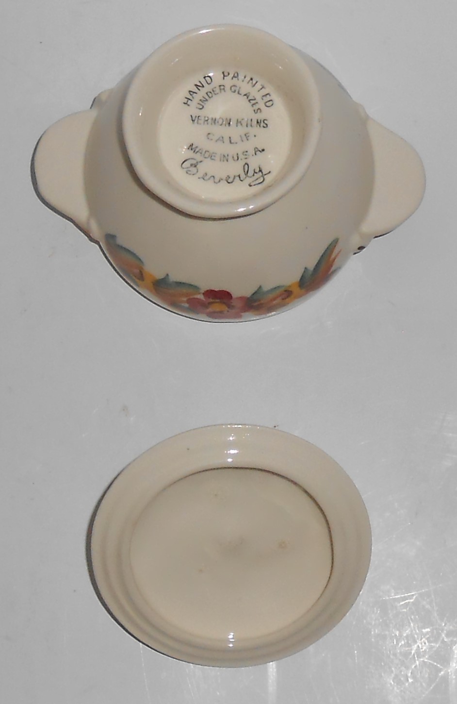 Vernon Kilns Pottery Beverly Demitasse Sugar Bowl