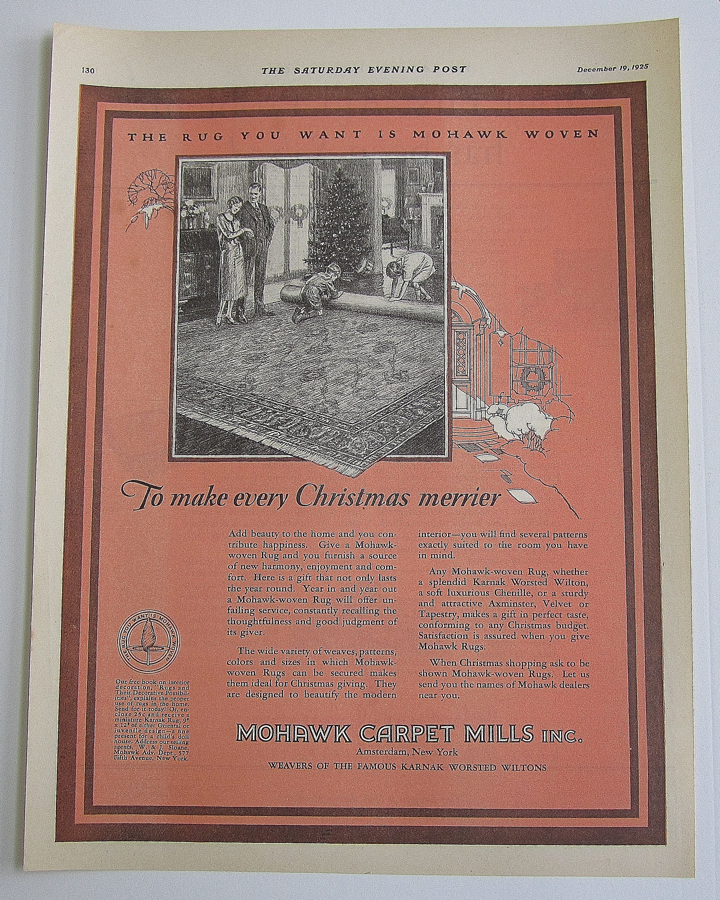 1925 Mohawk Carpet Mills With Kids Unrolling Rug