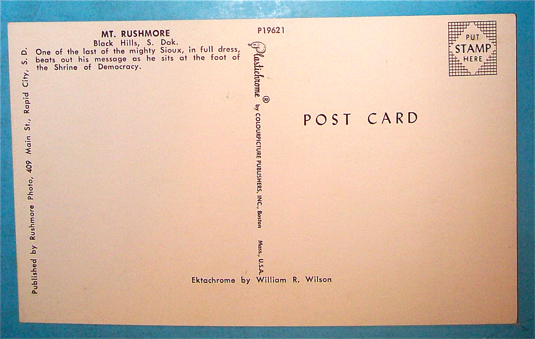 Mount Rushmore & Sioux Indian Postcard