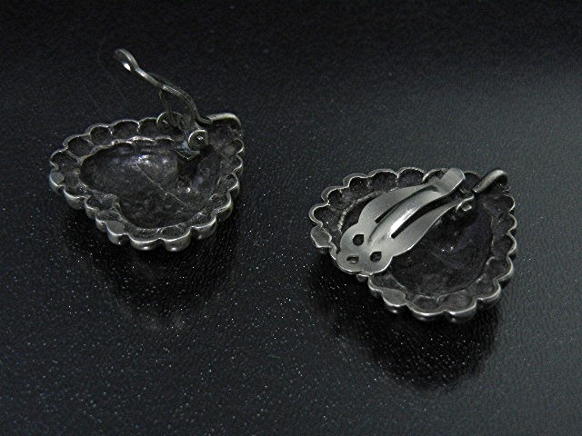 Dian Malouf Texas Sterling Silver Heart Clip Earrings