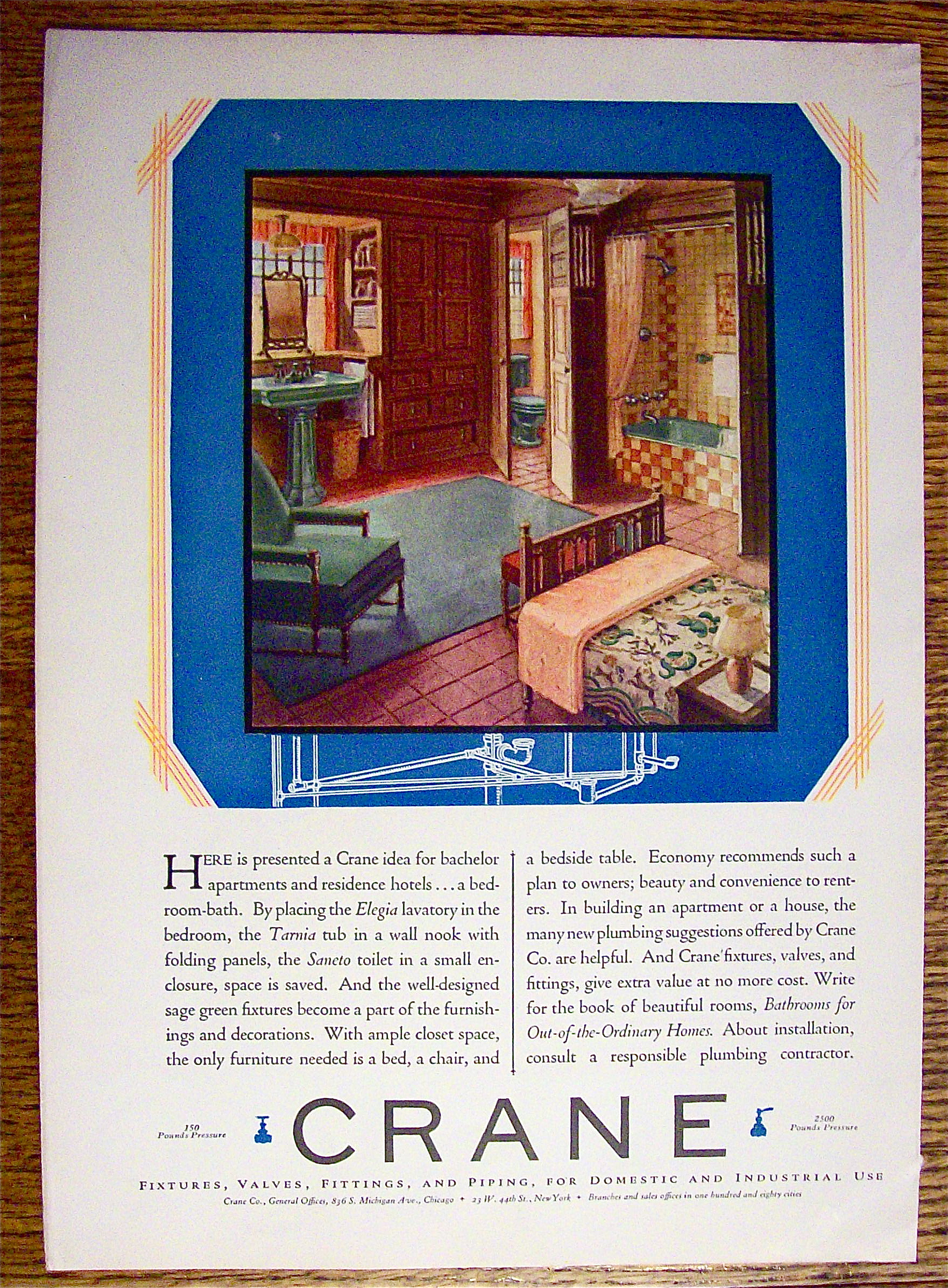 1929 Crane with Bachelor Apartment Setting