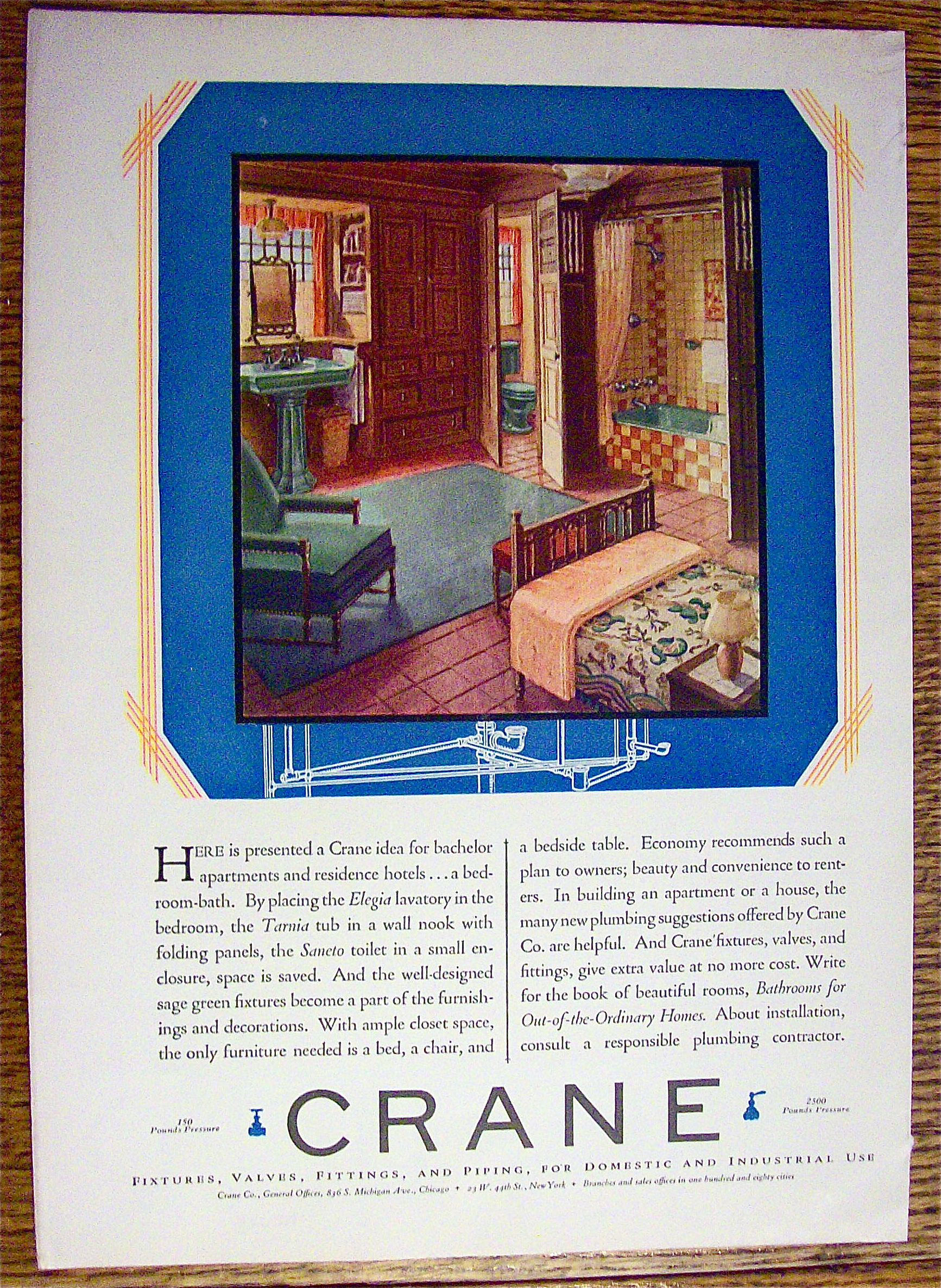 1929 Crane with Bachelor Apartment Setting