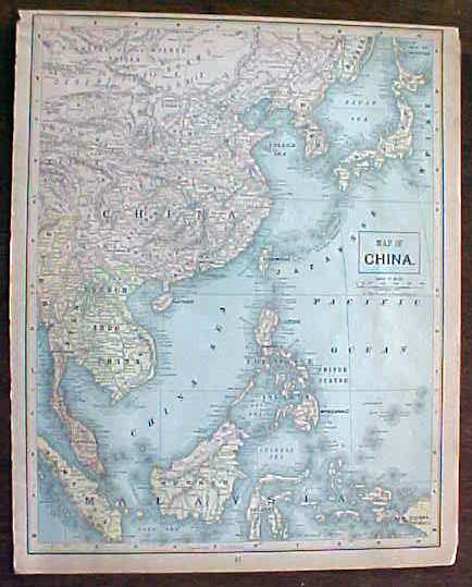 Antique Map Africa China Malaysia Japan 1901