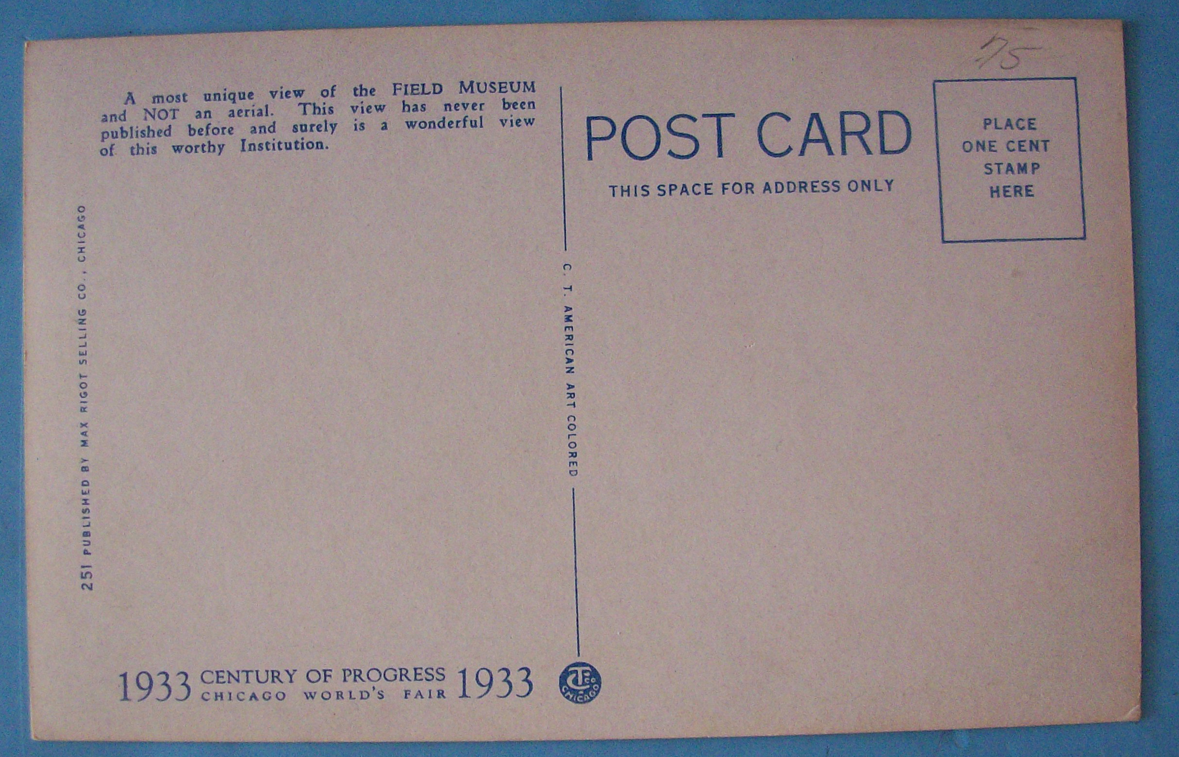 Field Museum & Natural History Postcard (Chicago Fair)