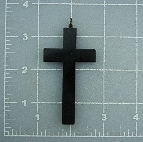 Bakelite  Black  Cross Pendant 2 7/8 Inches Large