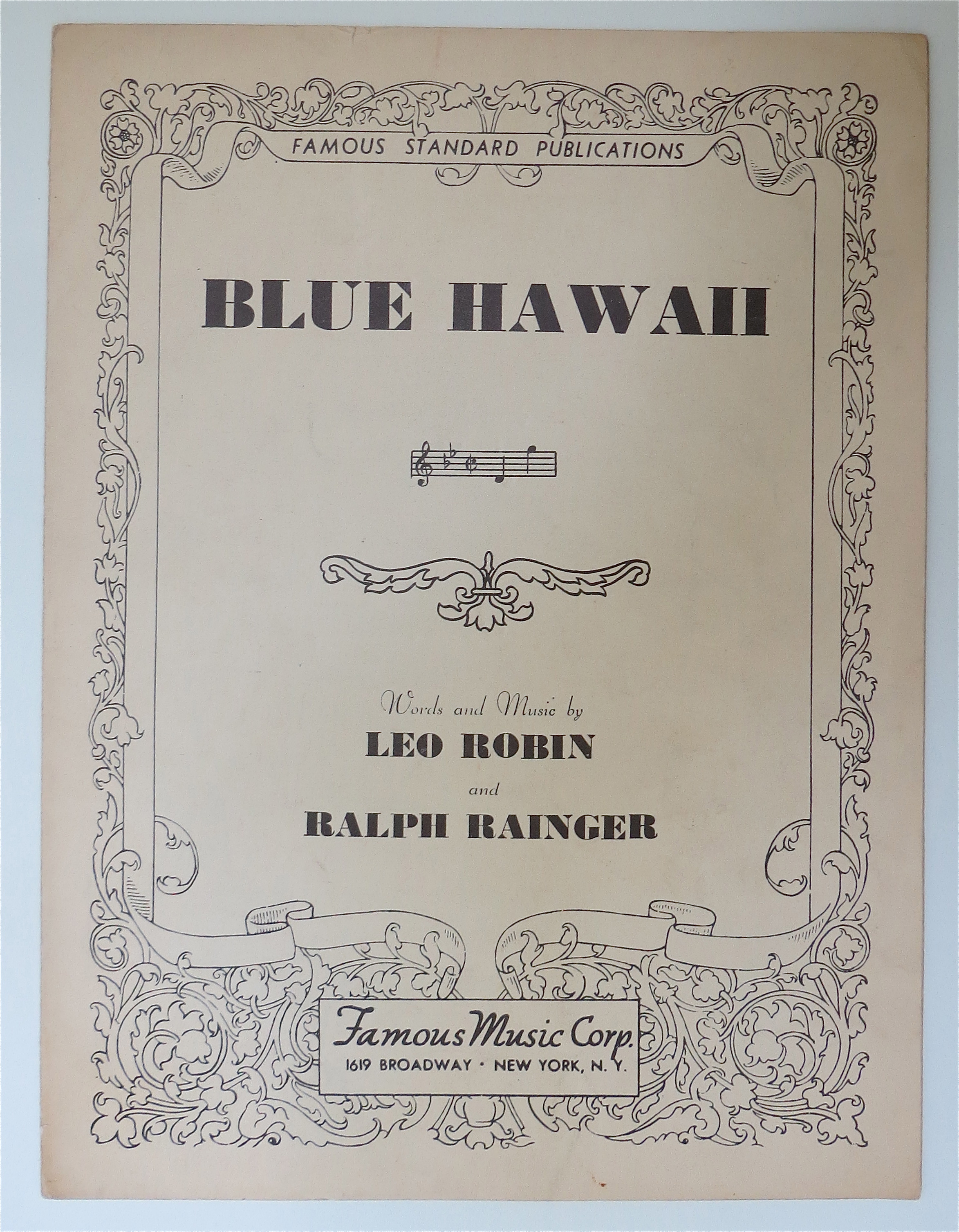 1937 Blue Hawaii Sheet Music Leo Robin & Ralph Rainger