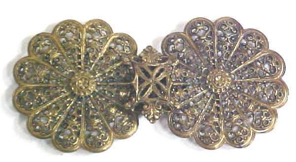 Cloak Clasp Ornate Brass Czechoslovavkia RARE