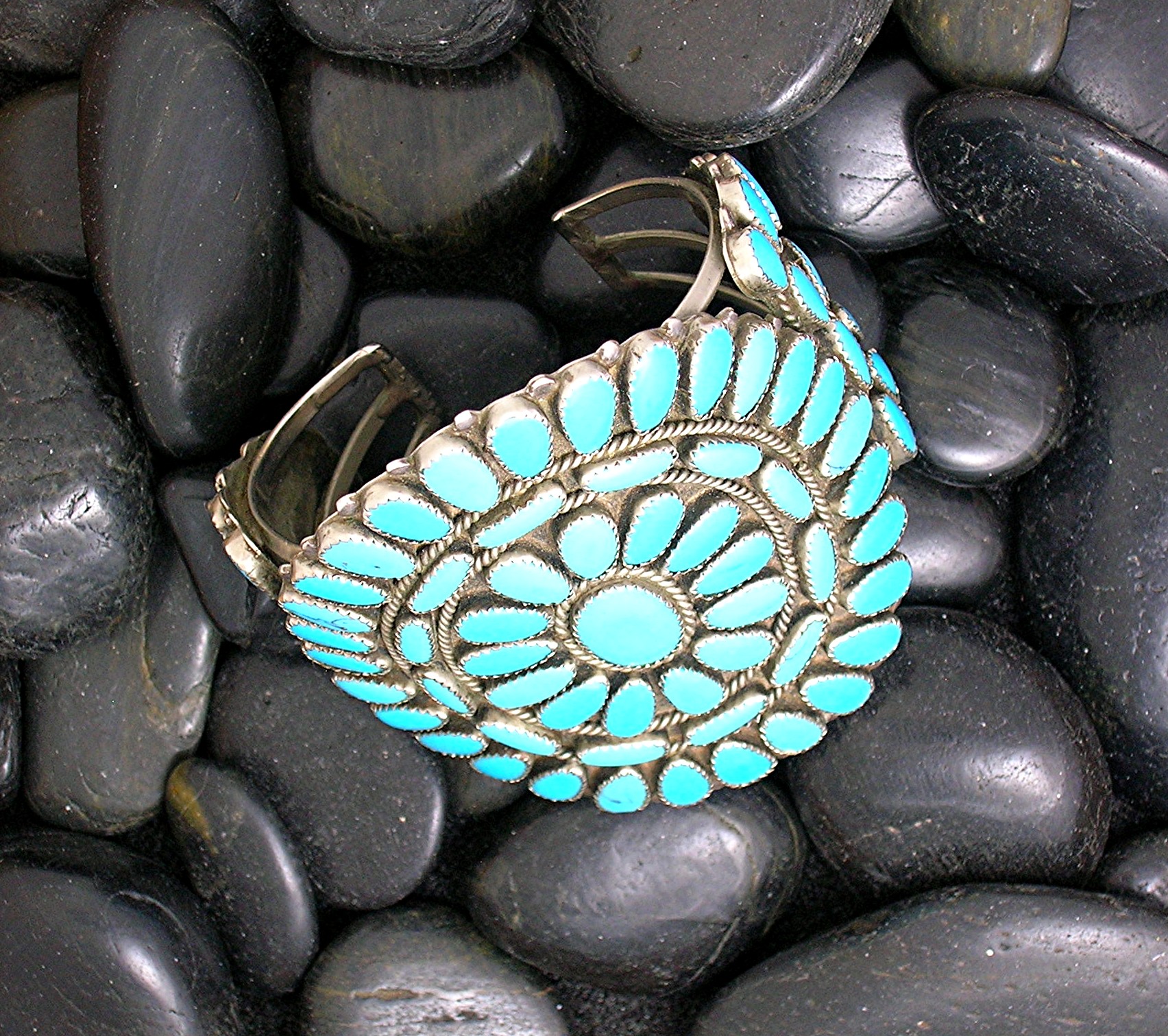 Native American Silver Turquoise  Bracelet 40s-50s