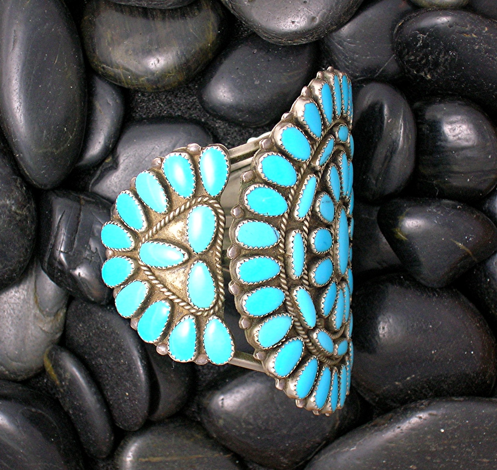 Native American Silver Turquoise  Bracelet 40s-50s