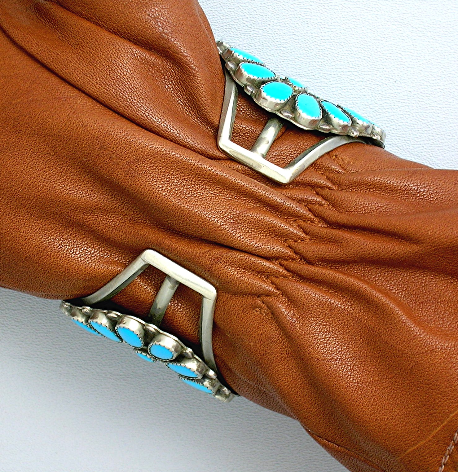 Native American Silver Turquoise  Bracelet 40s-50s