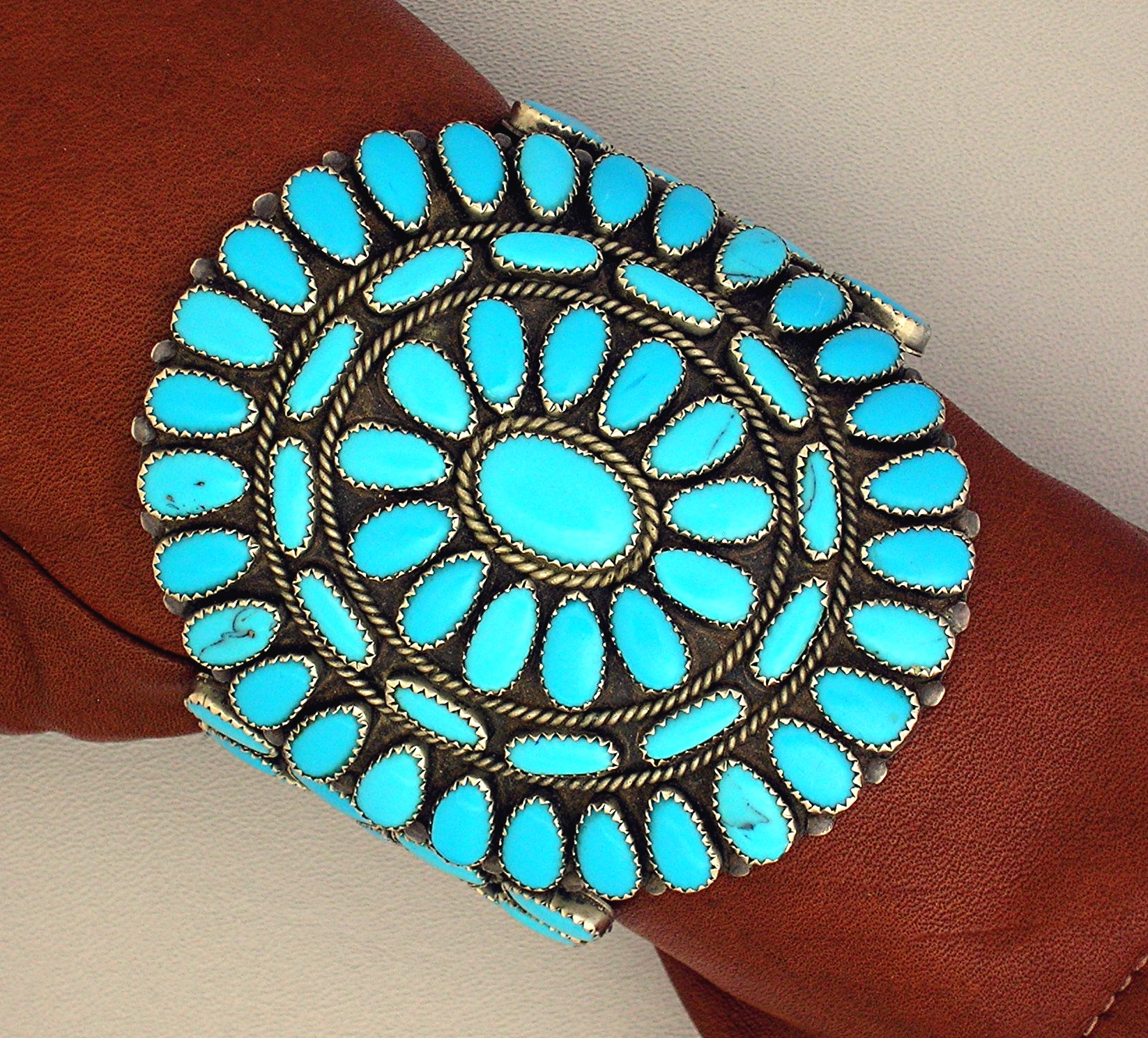 Native American Silver Turquoise  Bracelet 40s-50s