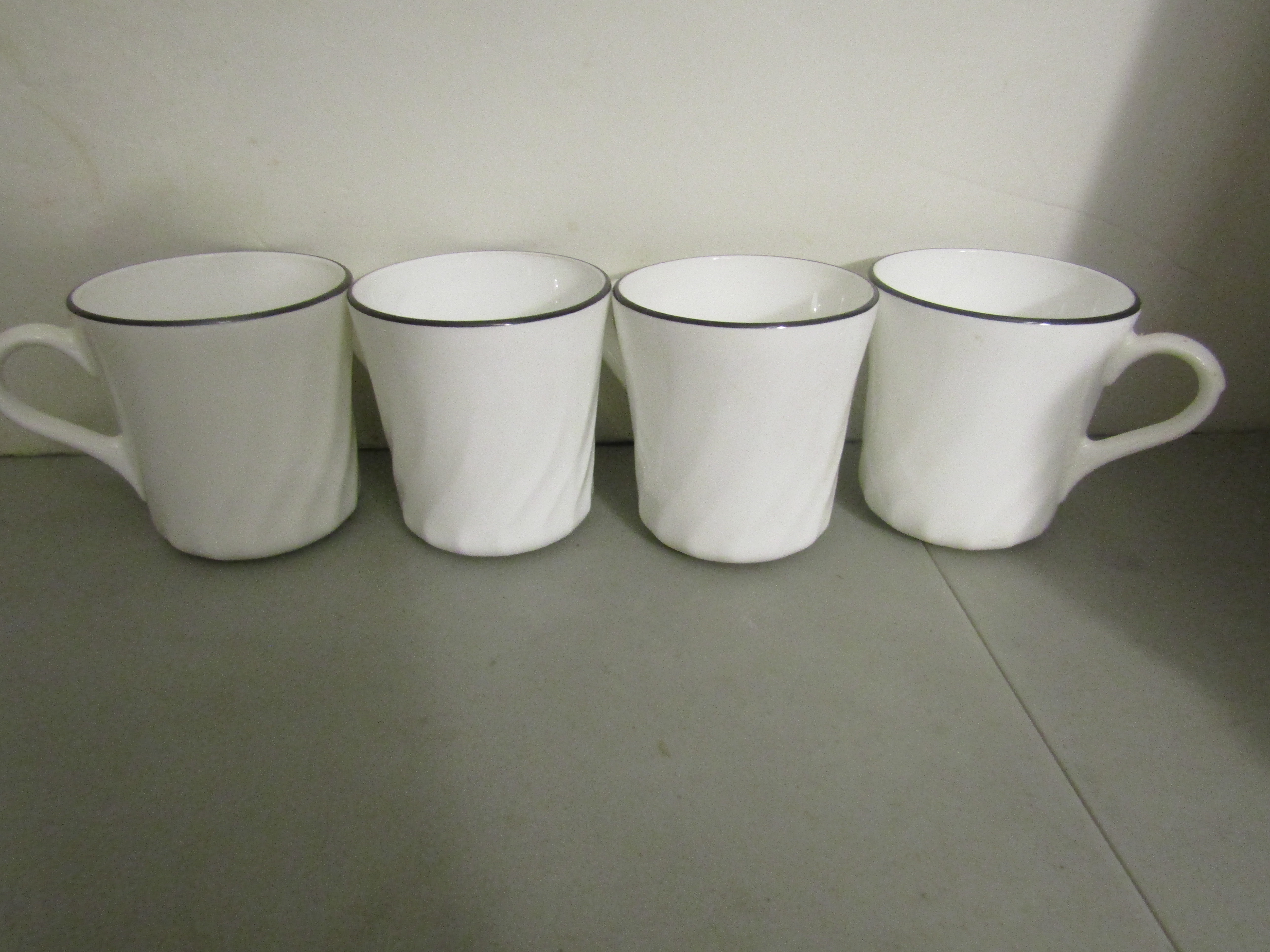 Corelle Enhancements Black Rim Coffee Cup Set