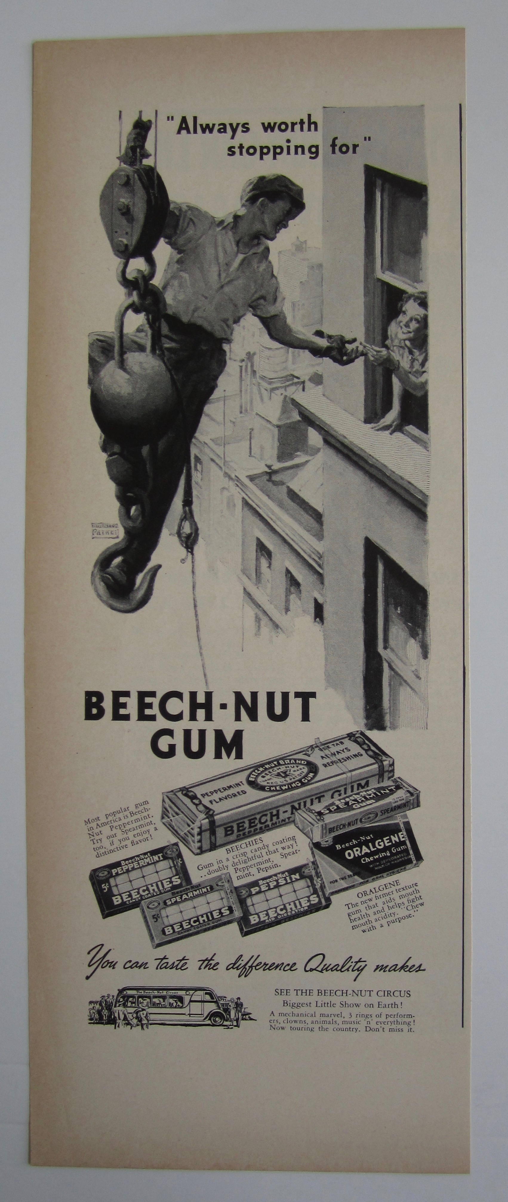 1937 Beech Nut Gum with Man on Wrecking Ball