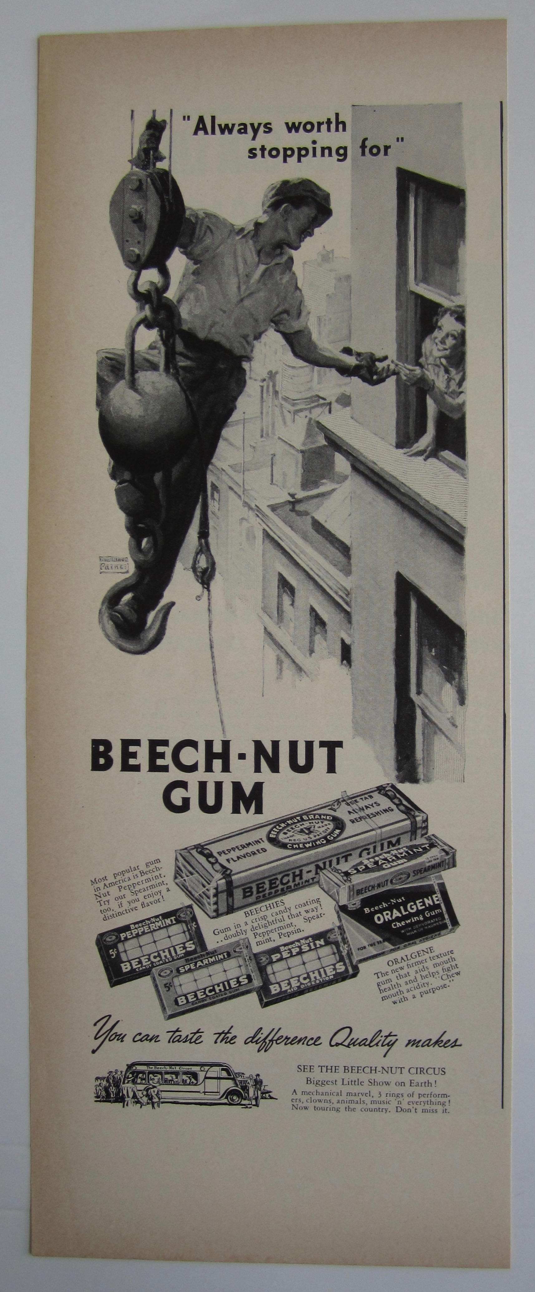 1937 Beech Nut Gum with Man on Wrecking Ball