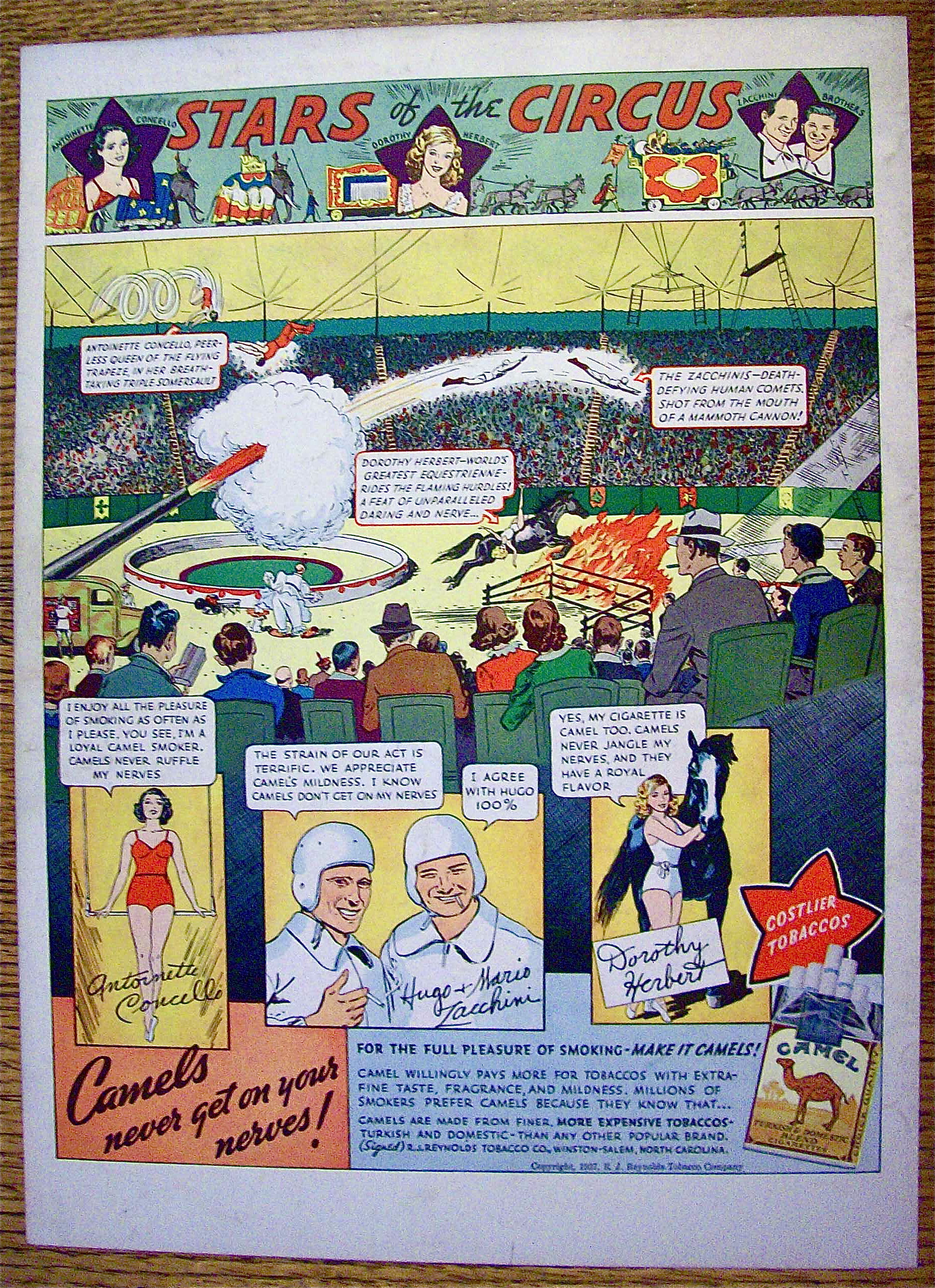 1937 Camel Cigarettes with Stars Of The Circus