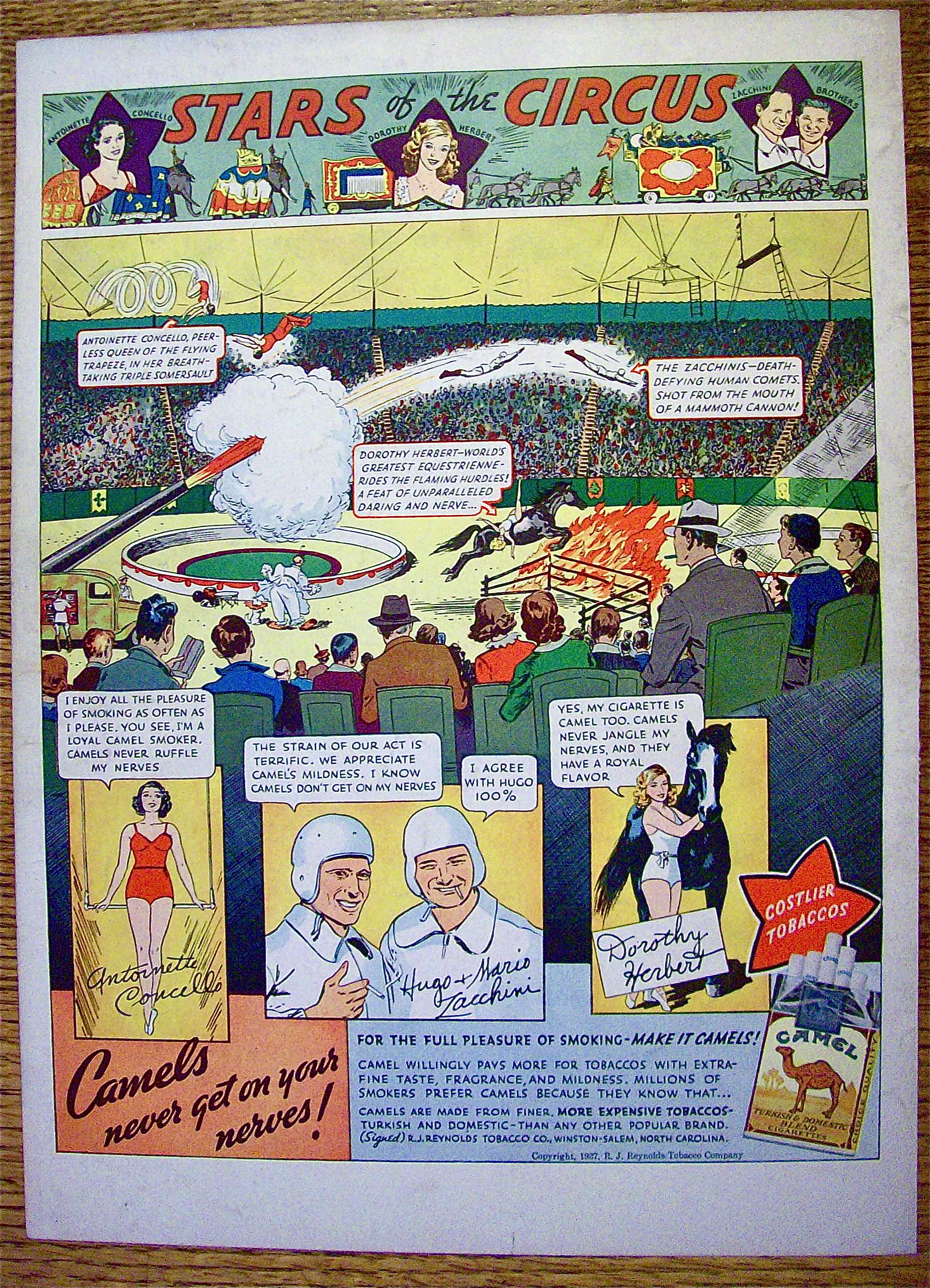 1937 Camel Cigarettes with Stars Of The Circus
