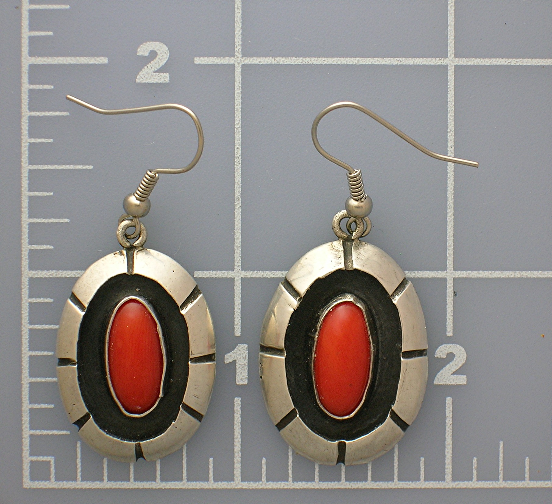 Mediterranean Coral Sterling Silver Navajo Earrings