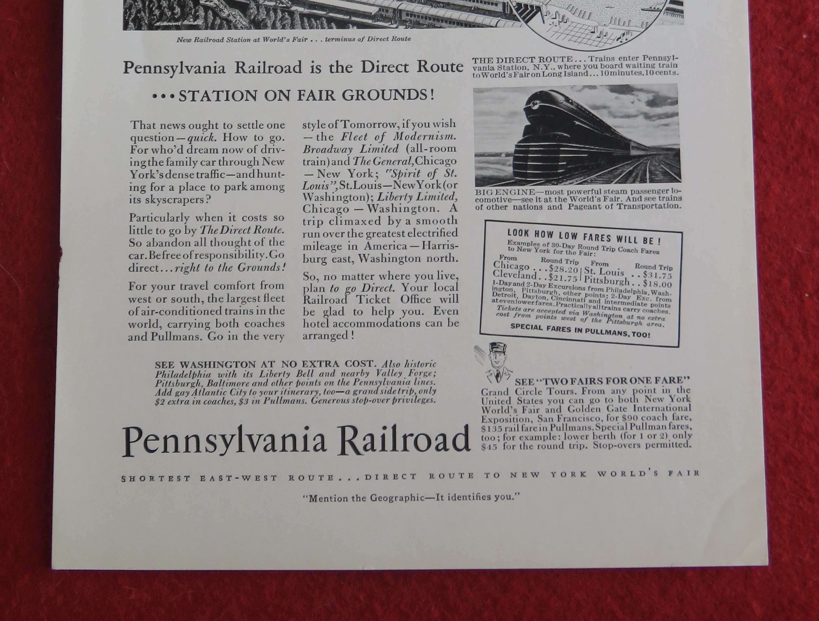 1939 Pennsylvania Railroad with New York World's Fair