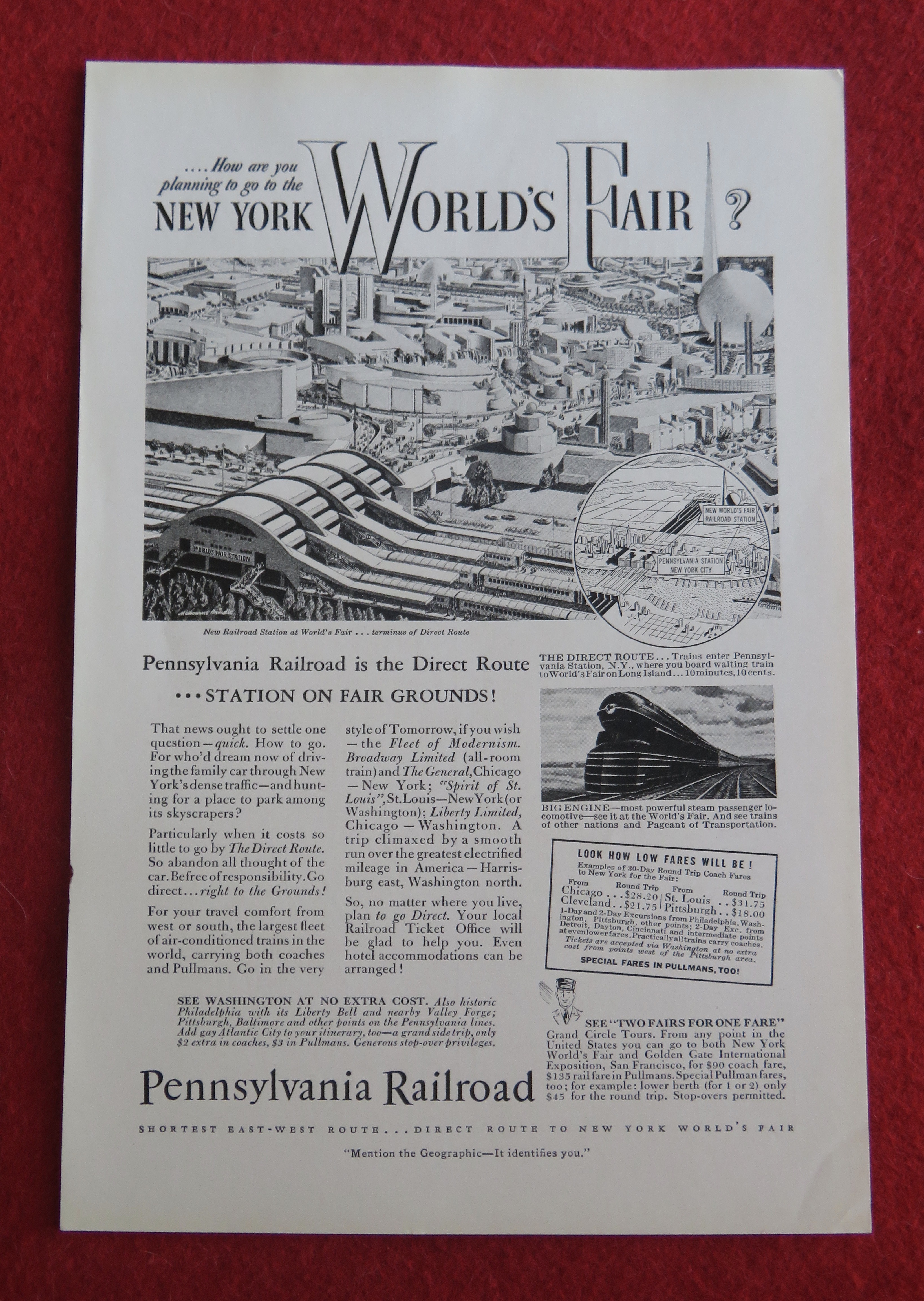 1939 Pennsylvania Railroad with New York World's Fair
