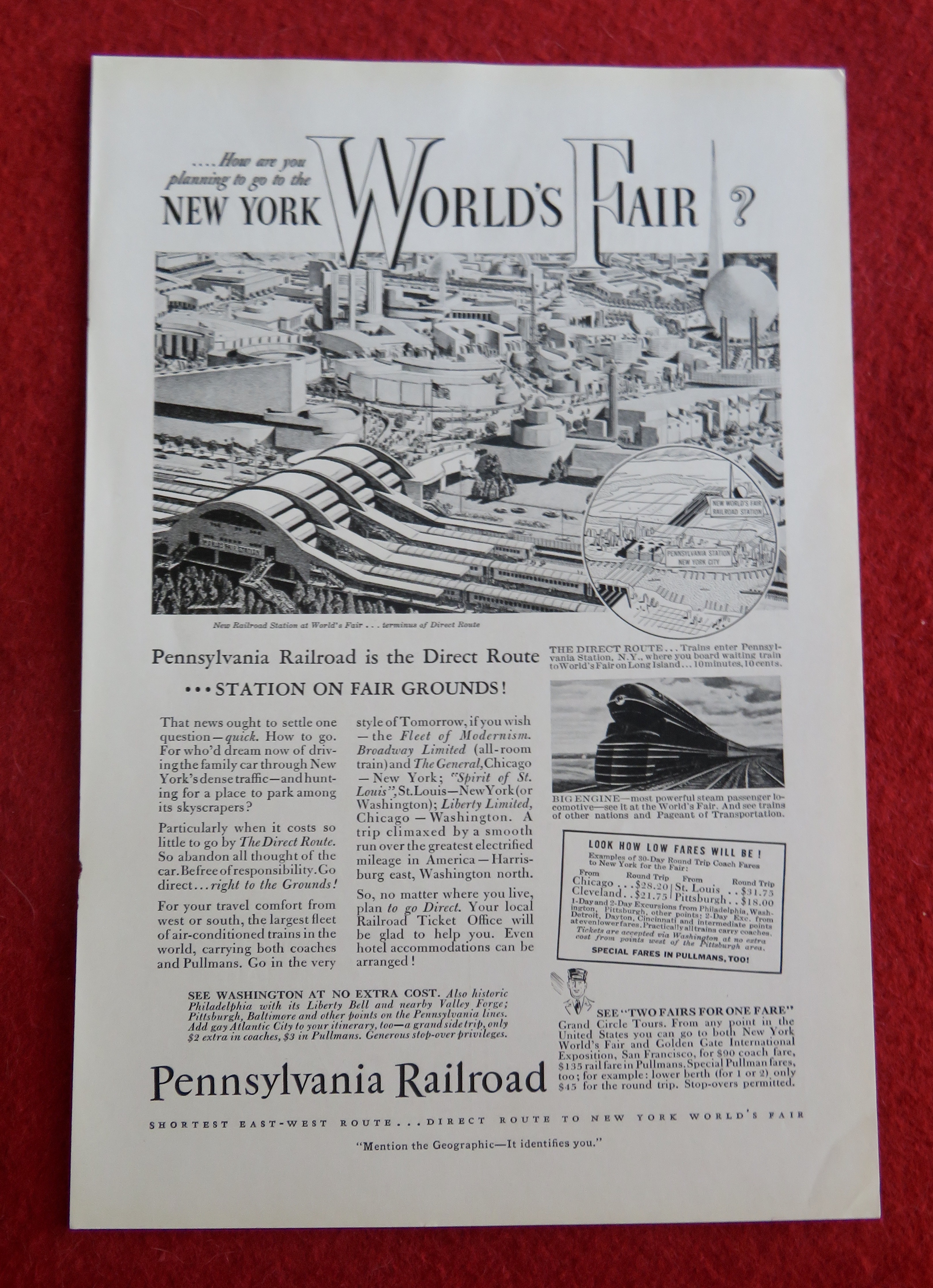 1939 Pennsylvania Railroad with New York World's Fair