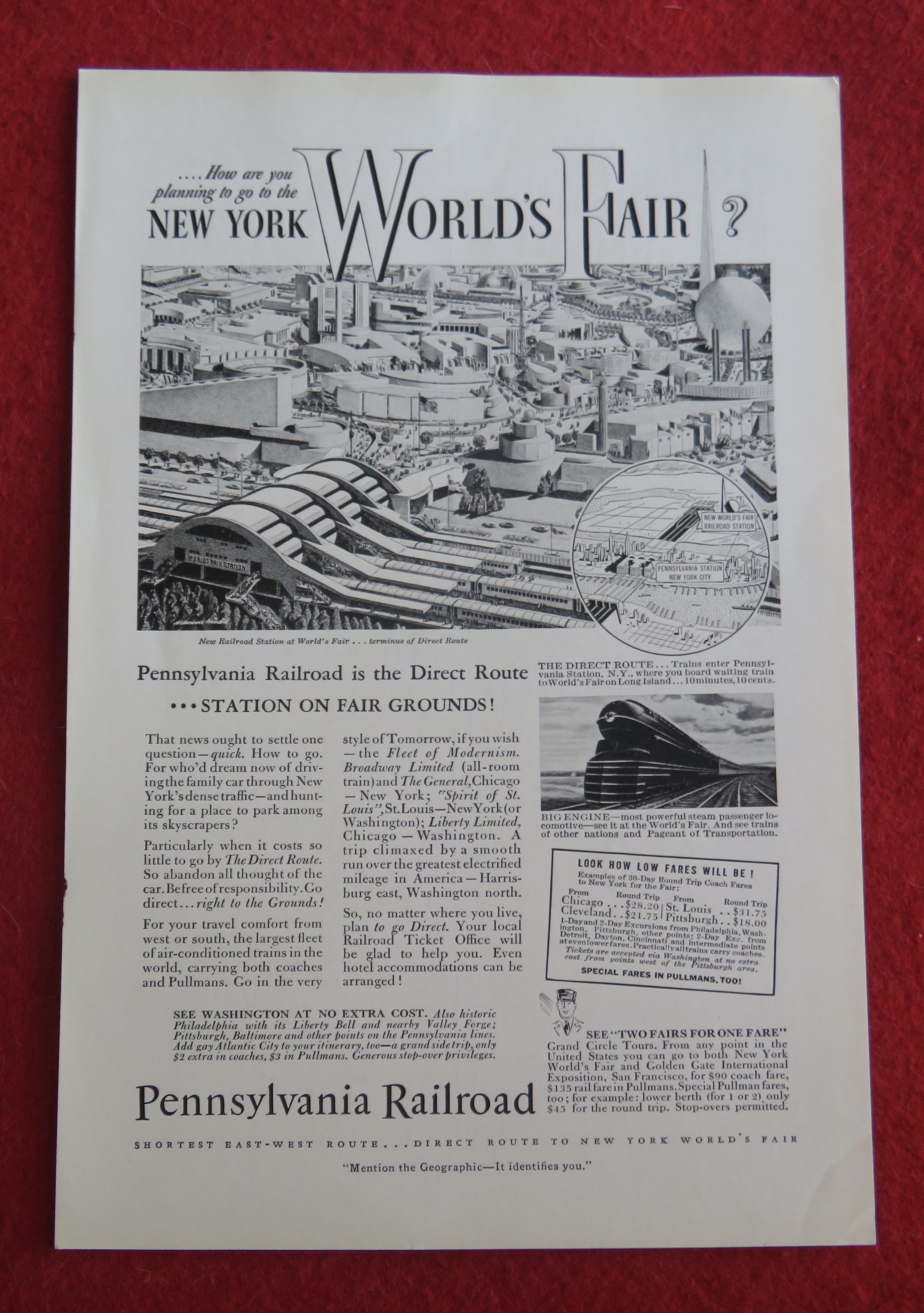 1939 Pennsylvania Railroad with New York World's Fair
