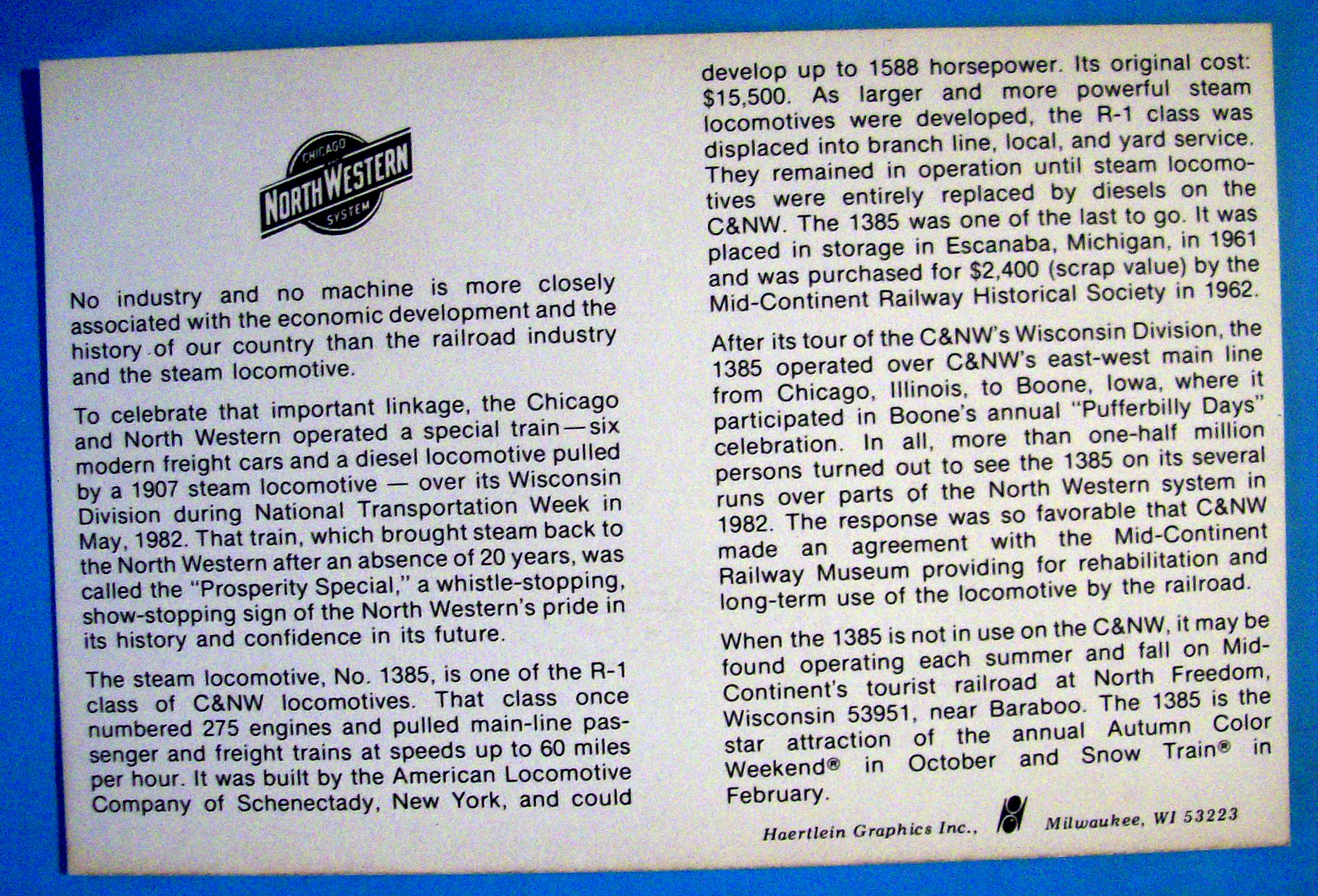 Chicago North Western System Postcard