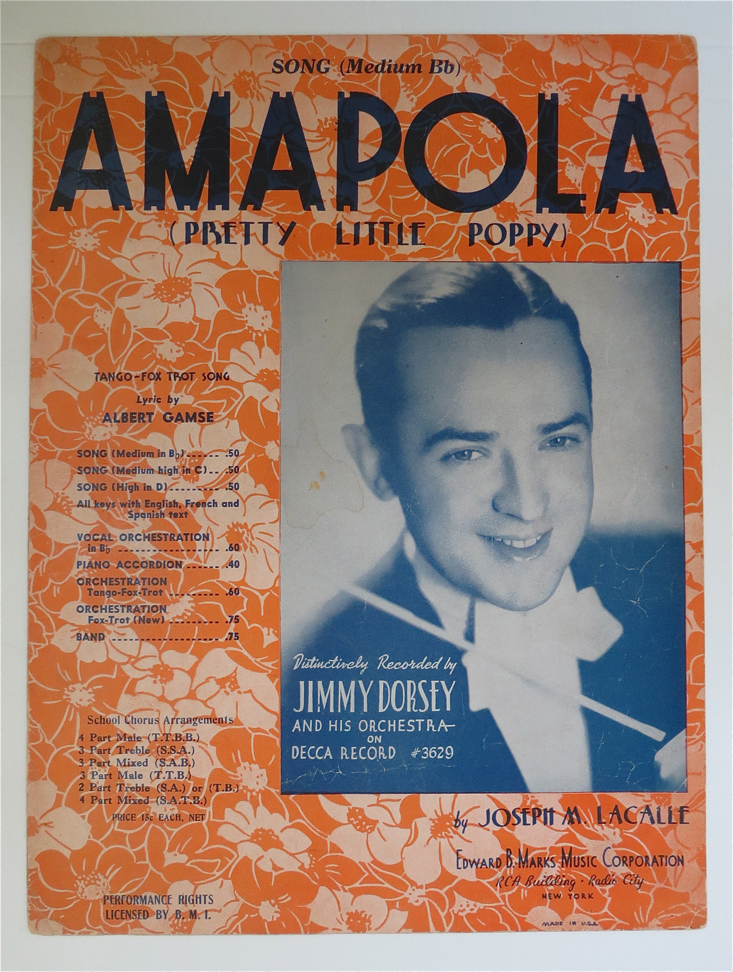 1933 Amapola (Pretty Little Poppy)  by Joseph Lacalle