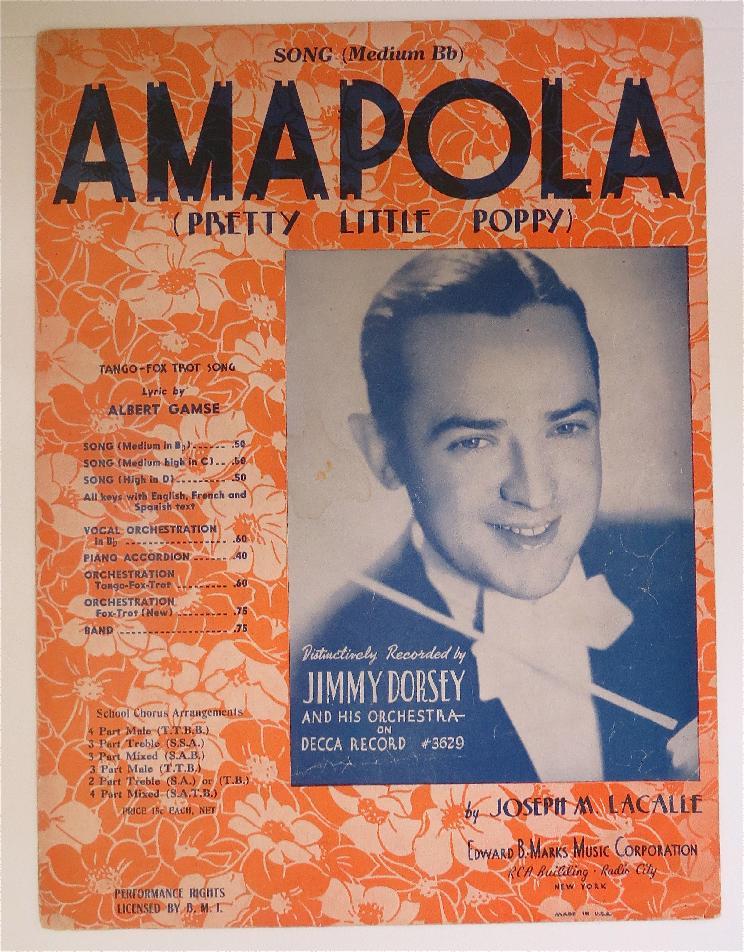 1933 Amapola (Pretty Little Poppy)  by Joseph Lacalle