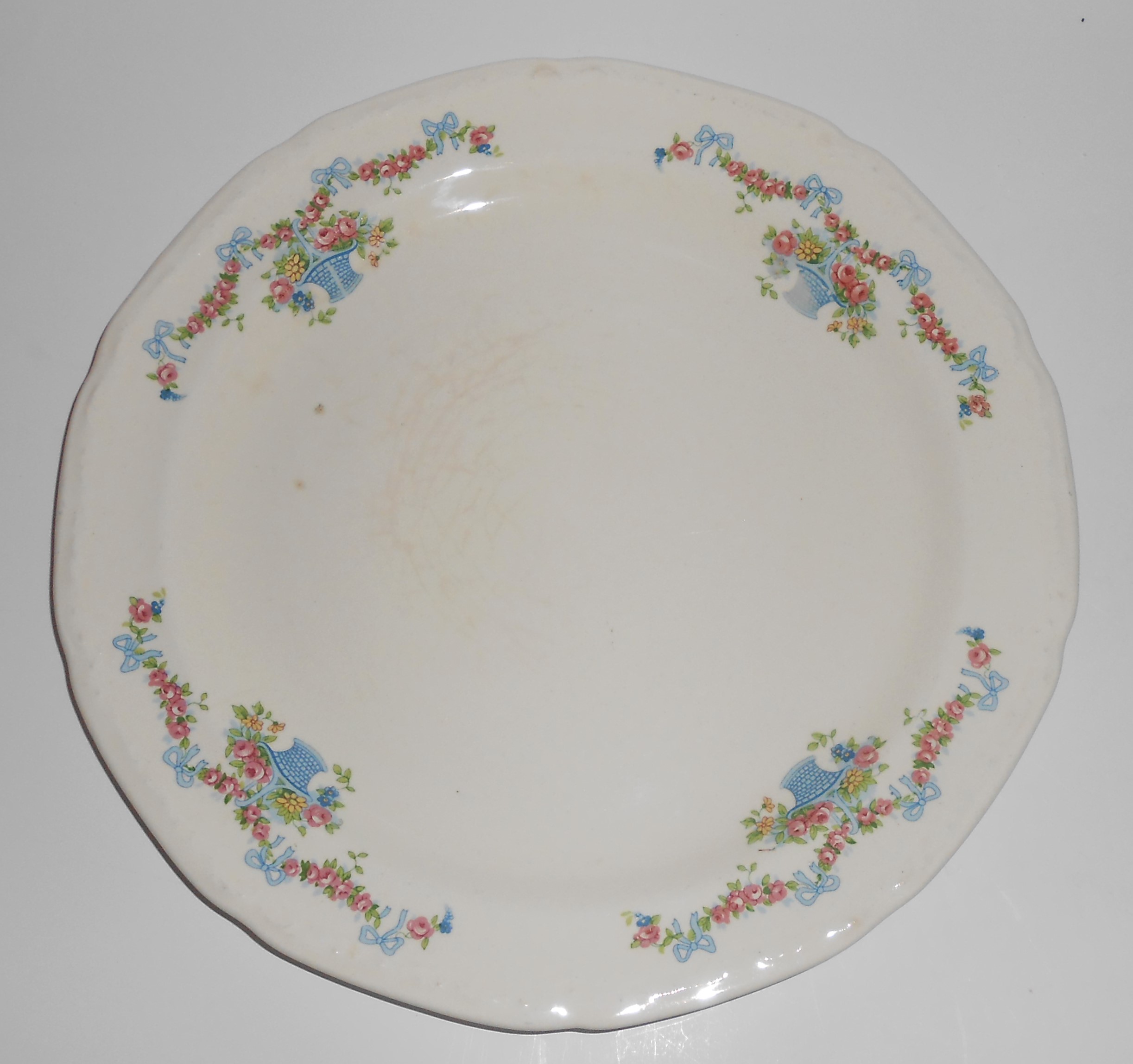 Early Poxon Vernon Pottery Basket w/Floral Garland Dinn